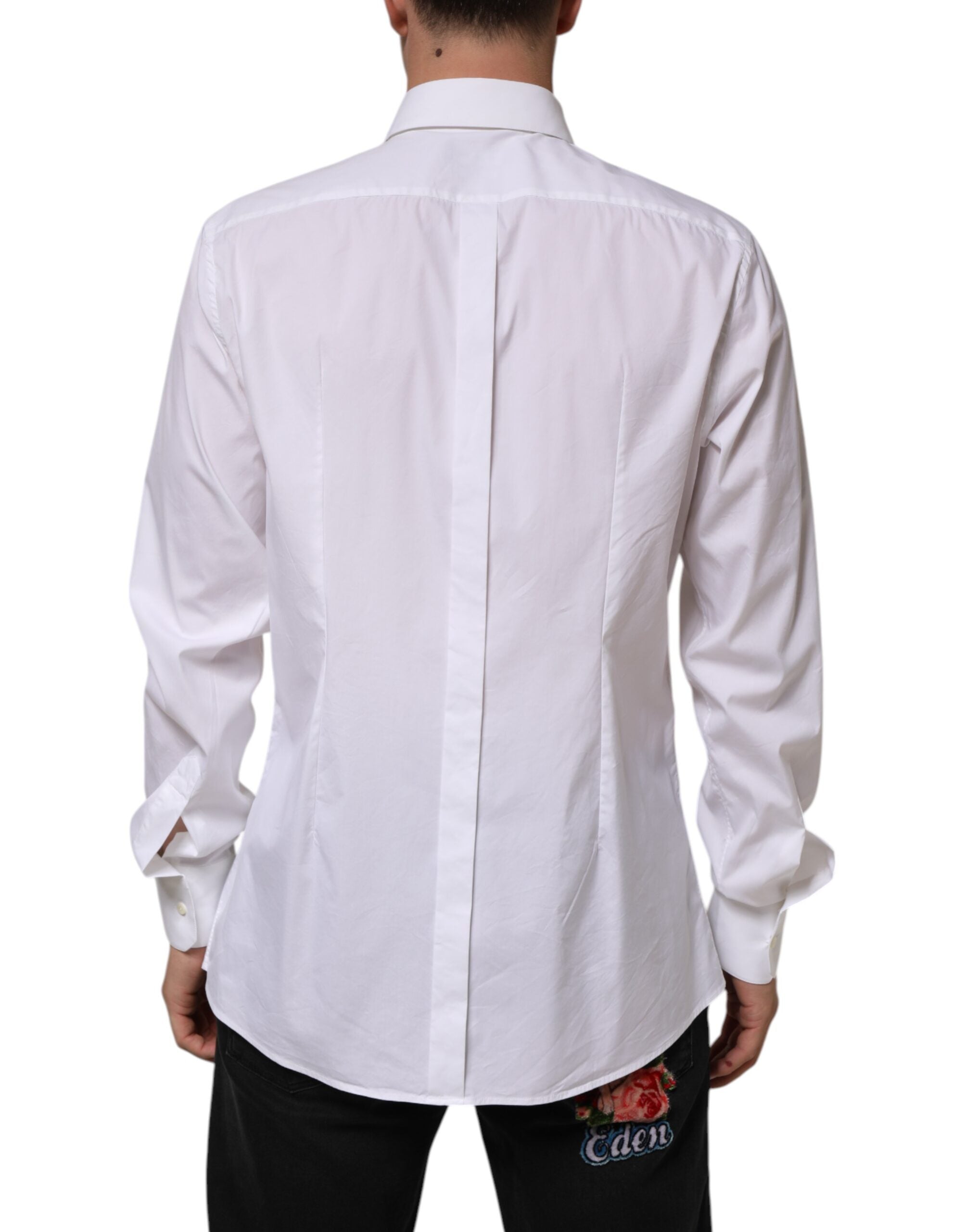Dolce & Gabbana White Cotton GOLD Long Sleeves Formal Shirt Dolce & Gabbana