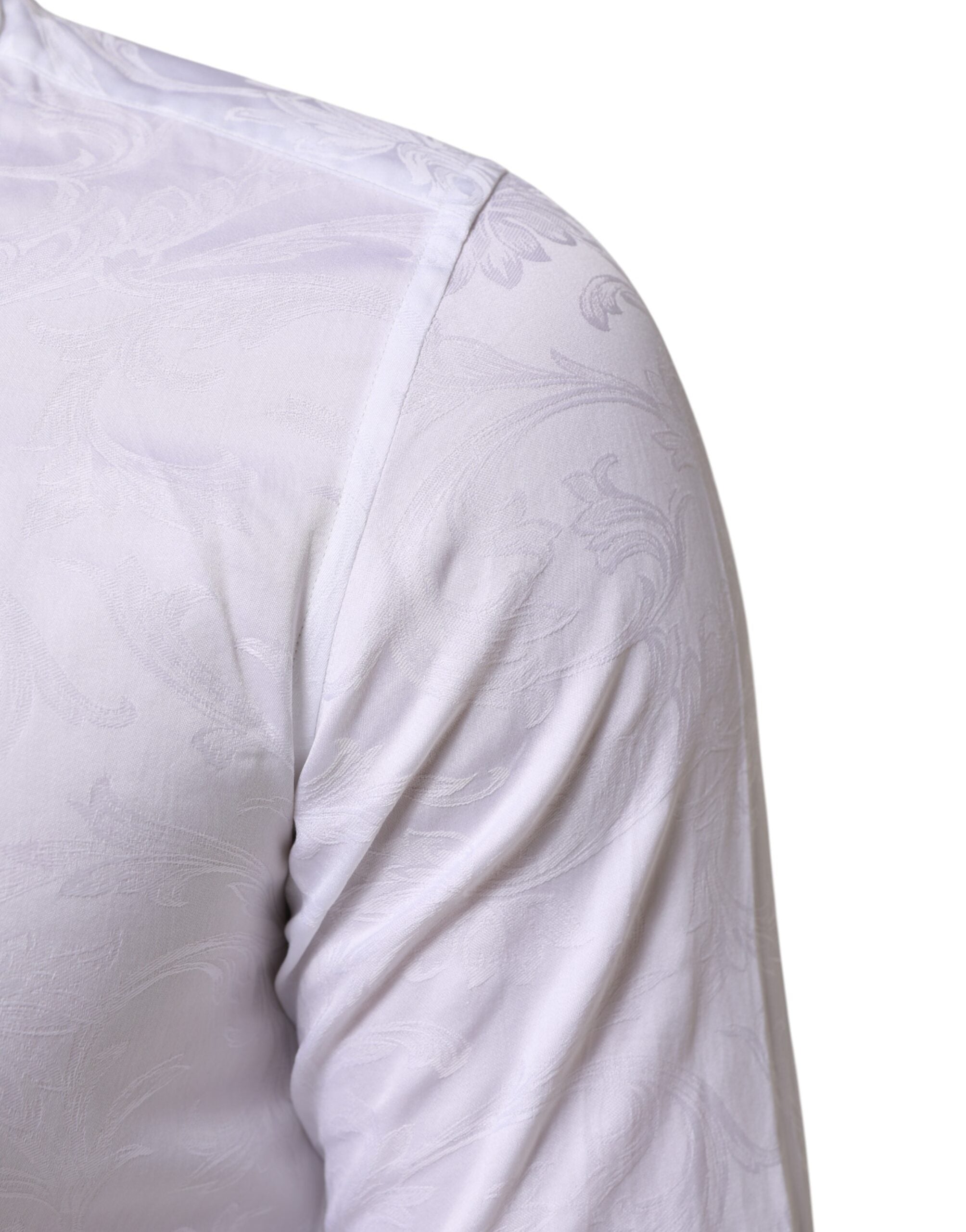Dolce & Gabbana White Cotton MARTINI Paisley Jacquard Shirt Dolce & Gabbana