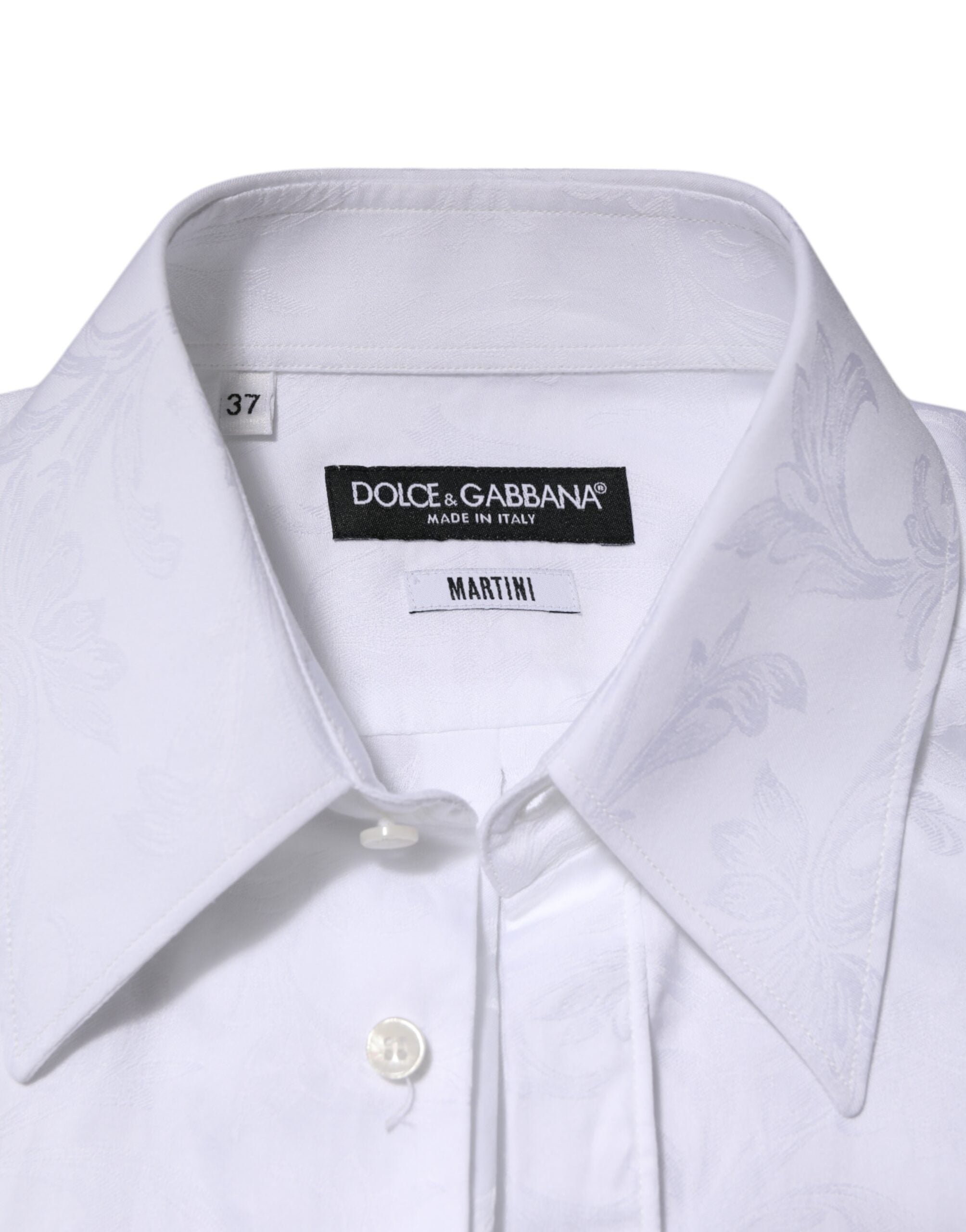 Dolce & Gabbana White Cotton MARTINI Paisley Jacquard Shirt Dolce & Gabbana