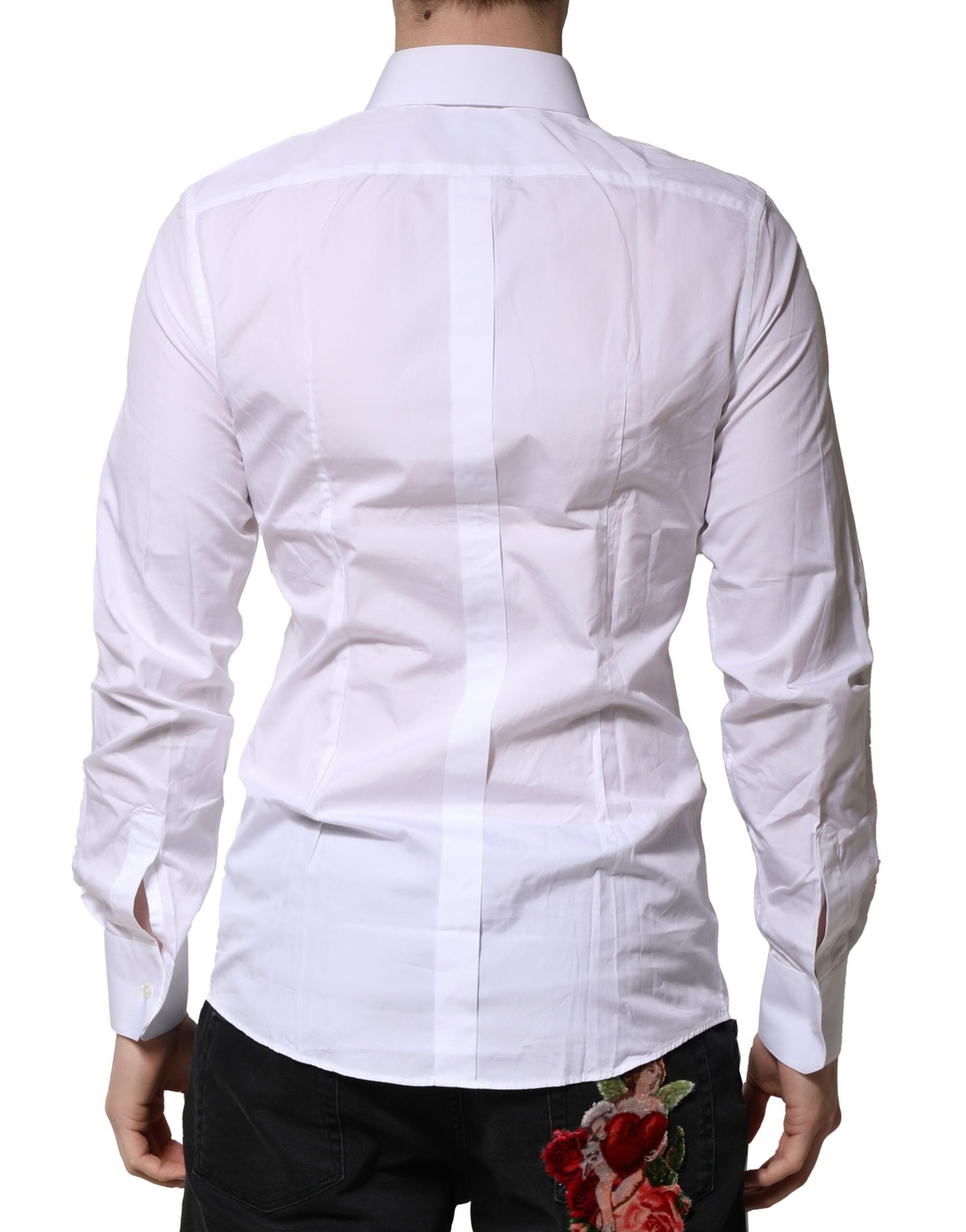 Dolce & Gabbana White Cotton GOLD Long Sleeves Formal Shirt Dolce & Gabbana