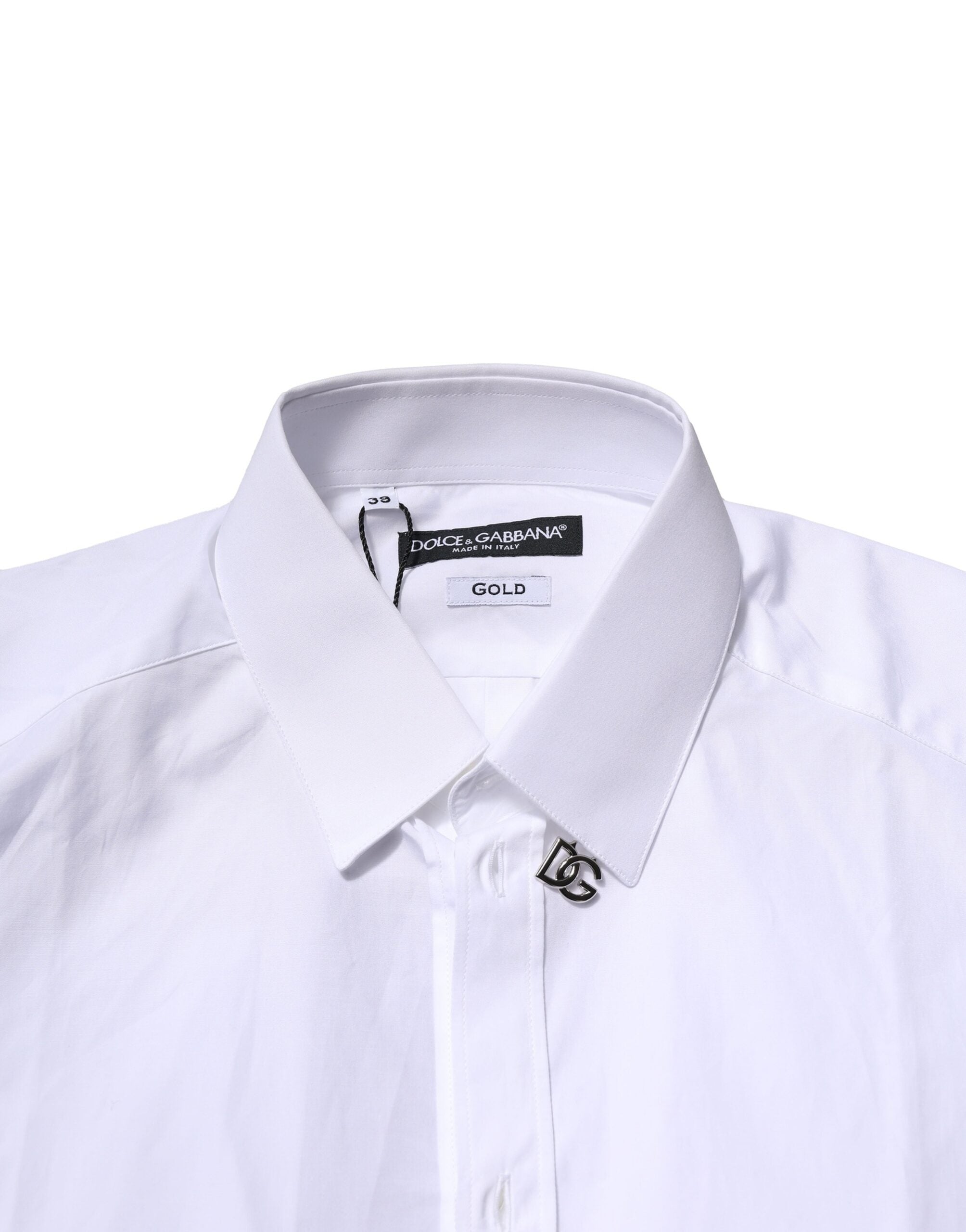 Dolce & Gabbana White Cotton GOLD Long Sleeves Formal Shirt Dolce & Gabbana