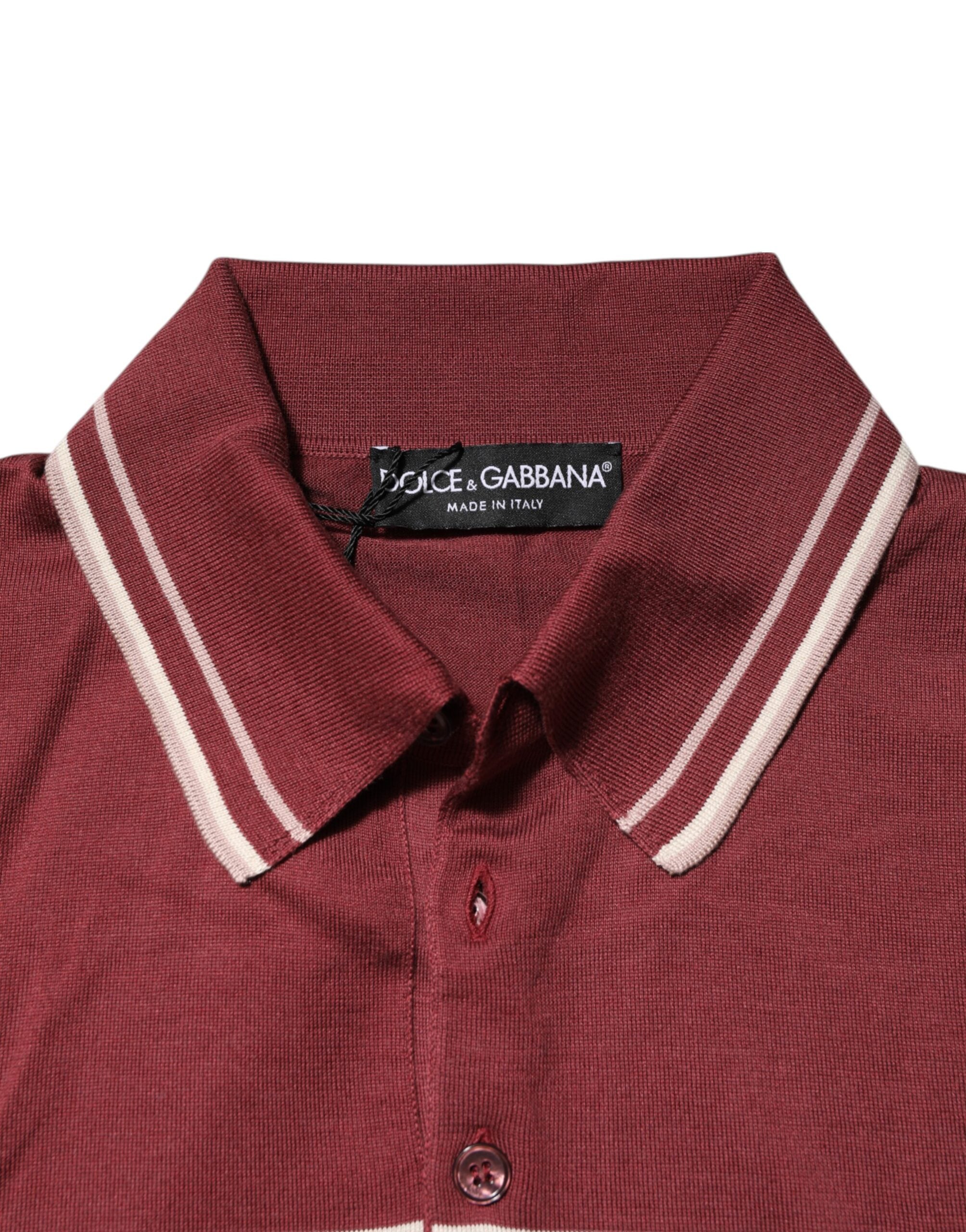 Dolce & Gabbana Cotton Burgundy Striped DG Logo Polo  T-shirt Dolce & Gabbana