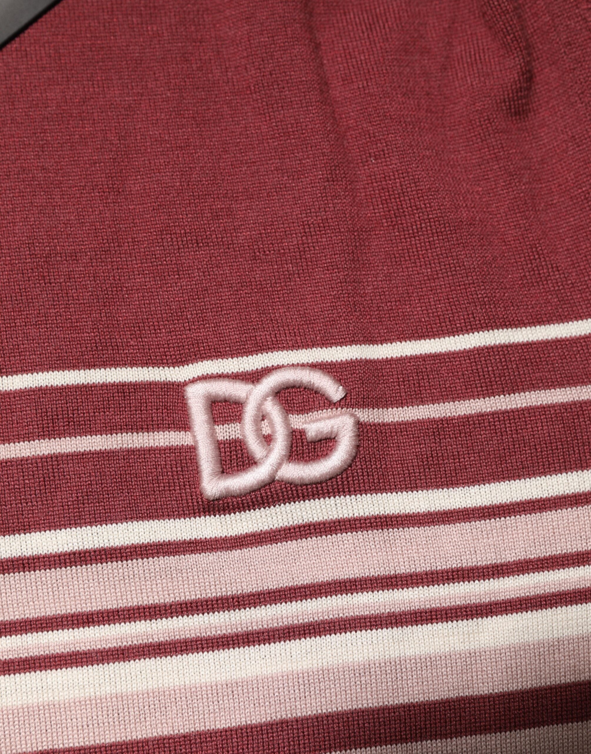 Dolce & Gabbana Cotton Burgundy Striped DG Logo Polo  T-shirt Dolce & Gabbana