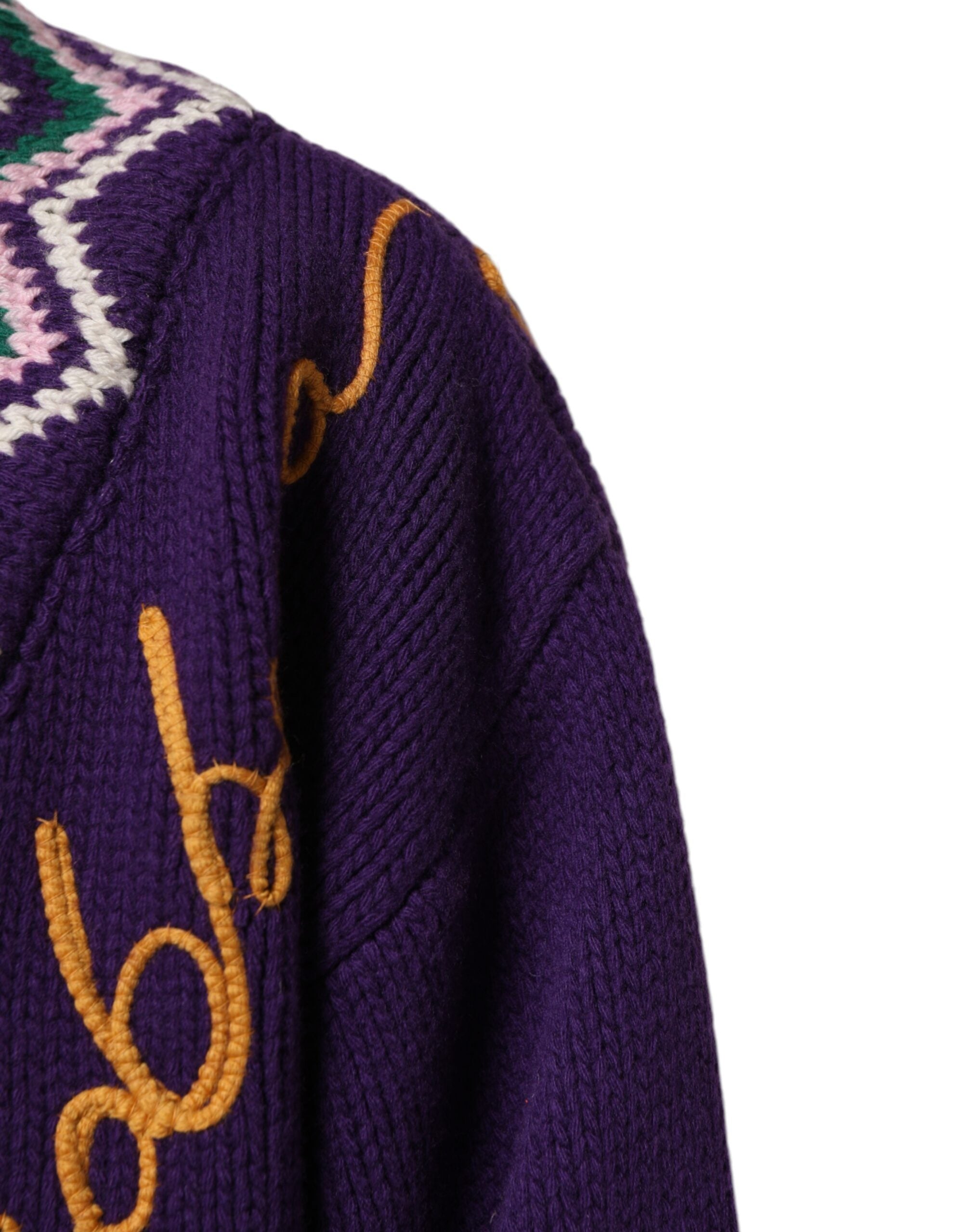 Dolce & Gabbana Purple Wool DG Logo Men Knit Pullover Sweater Dolce & Gabbana