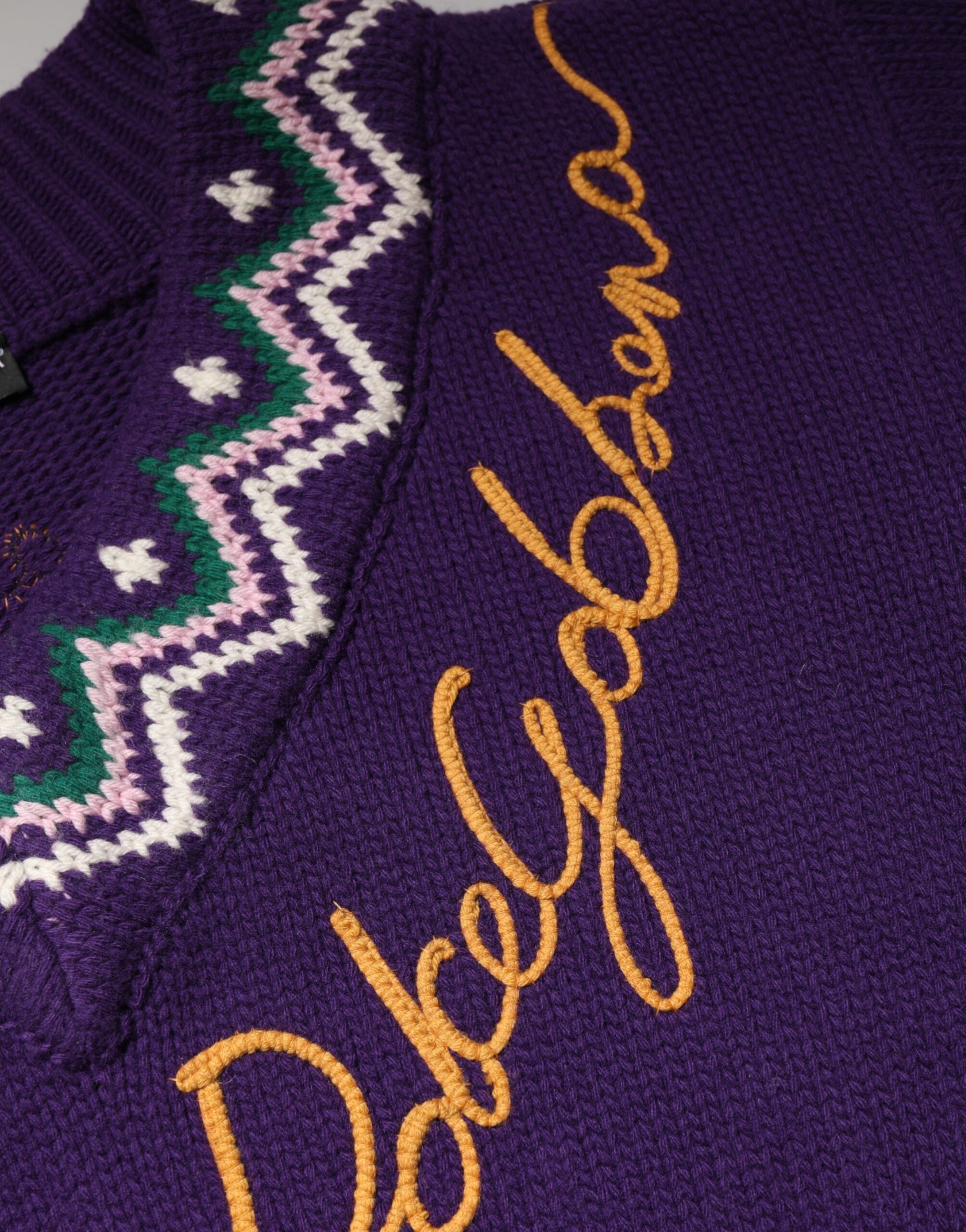 Dolce & Gabbana Purple Wool DG Logo Men Knit Pullover Sweater Dolce & Gabbana