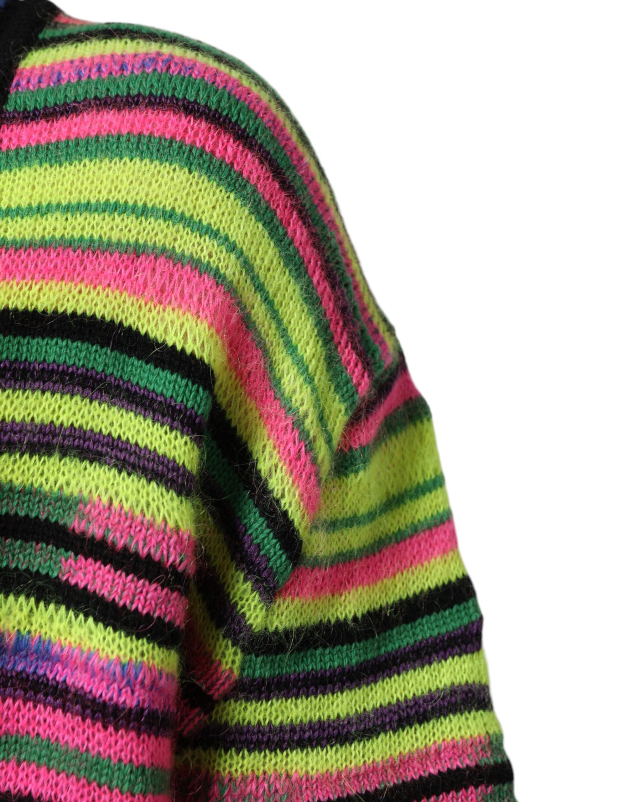 Dolce & Gabbana Multicolor DG Logo V-Neck Knit Pullover Sweater Dolce & Gabbana