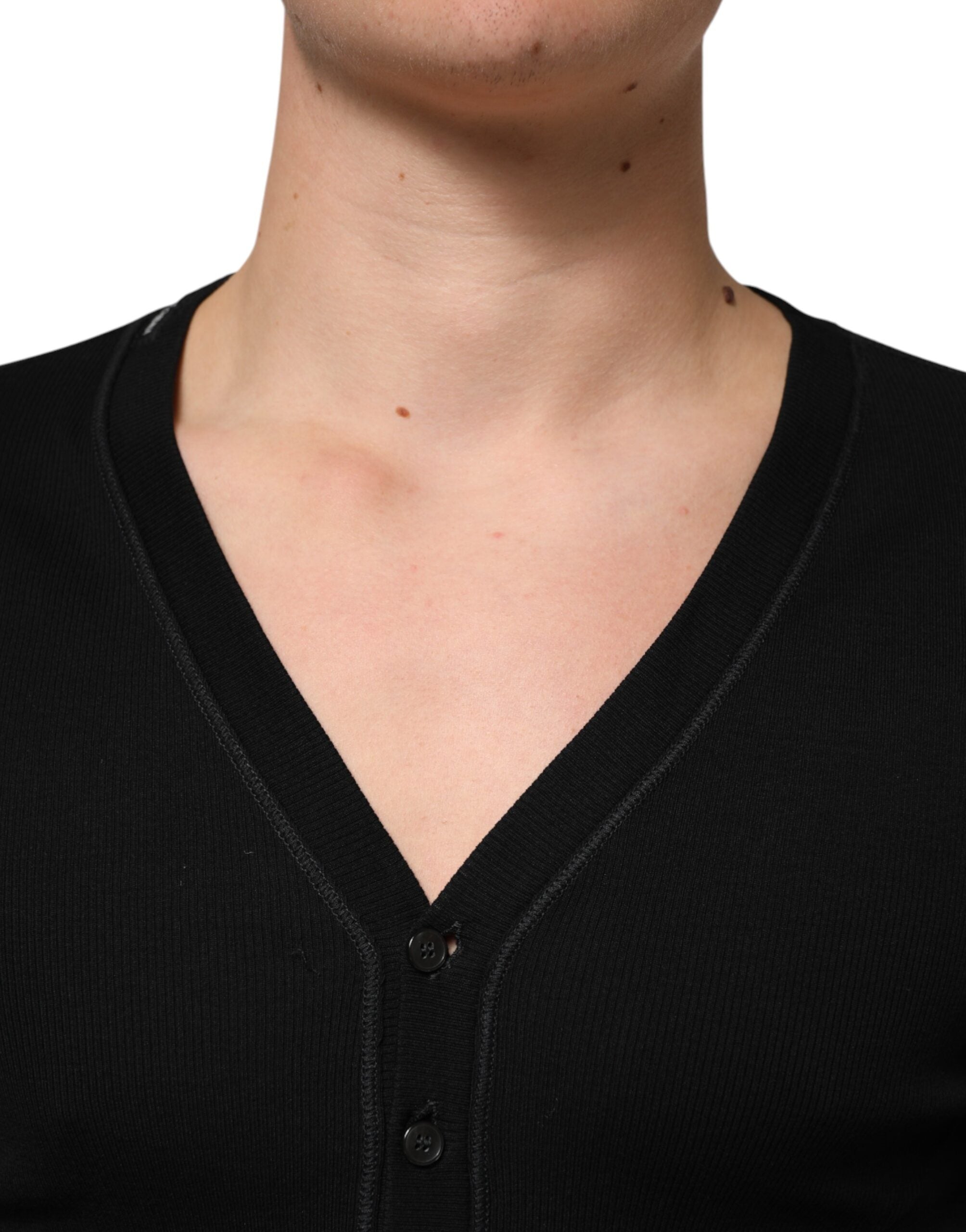 Dolce & Gabbana Black Cotton Button Up Men Cardigan Sweater Dolce & Gabbana