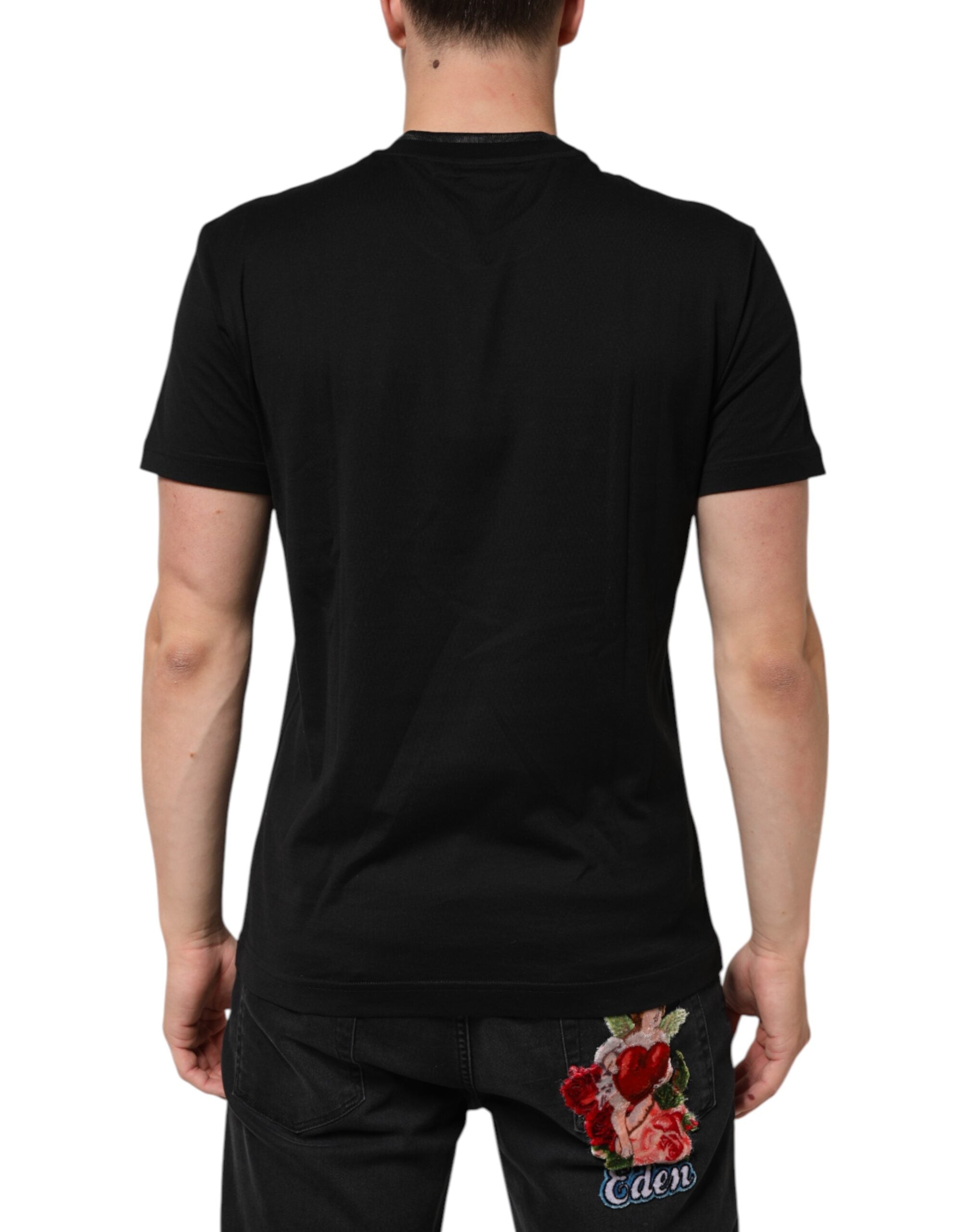 Dolce & Gabbana Black Cotton Embroidered DG Logo Pocket T-shirt Dolce & Gabbana