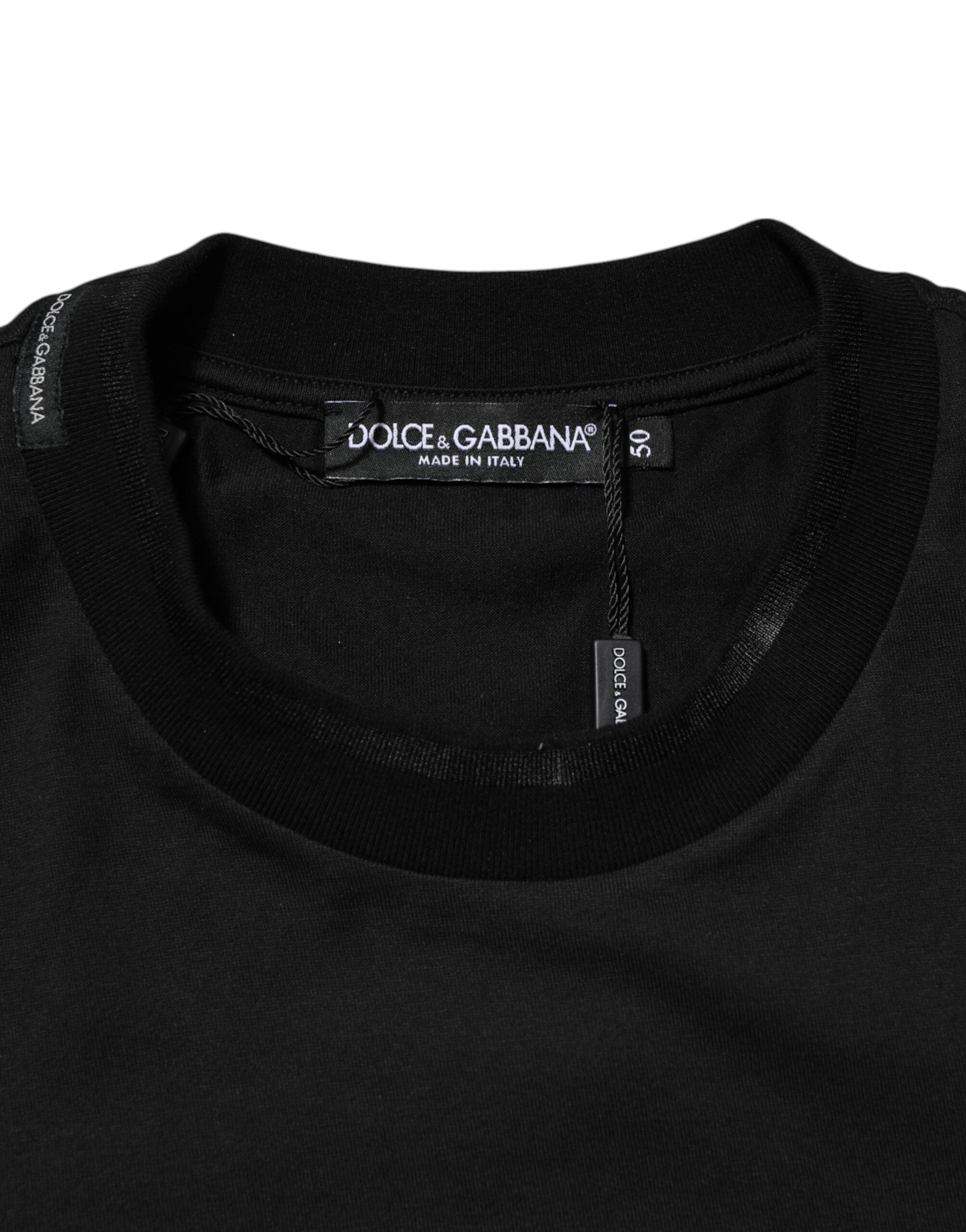 Dolce & Gabbana Black Cotton Embroidered DG Logo Pocket T-shirt Dolce & Gabbana