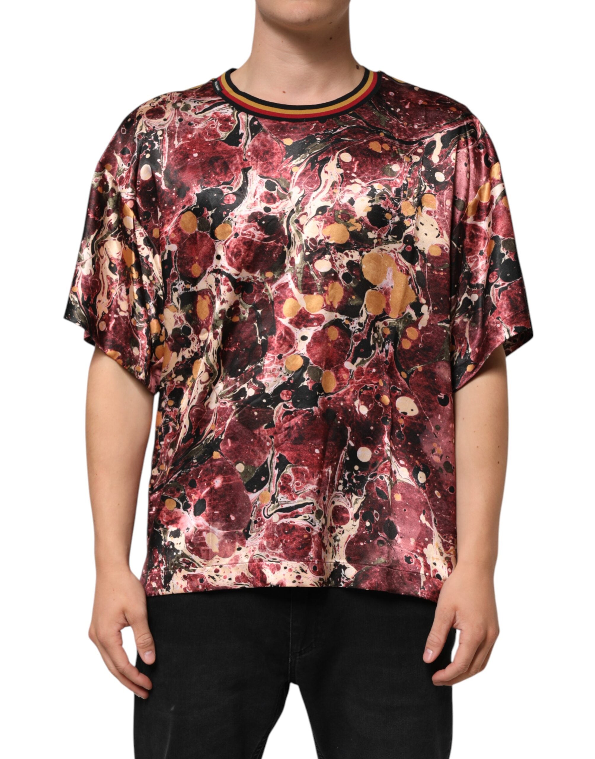 Dolce & Gabbana Multicolor Polyester Marble Print Oversize T-shirt Dolce & Gabbana