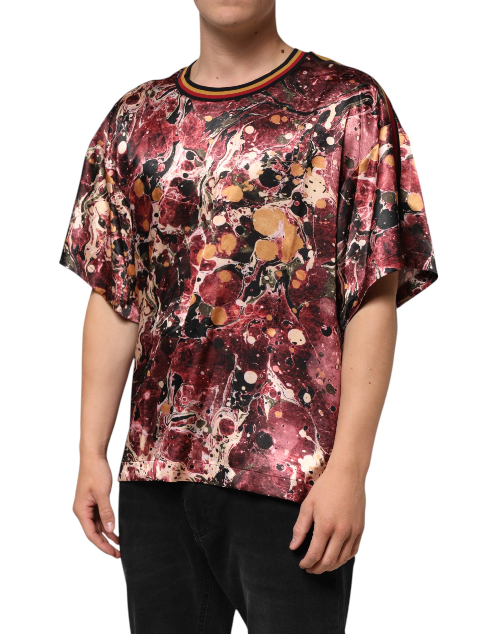 Dolce & Gabbana Multicolor Polyester Marble Print Oversize T-shirt Dolce & Gabbana