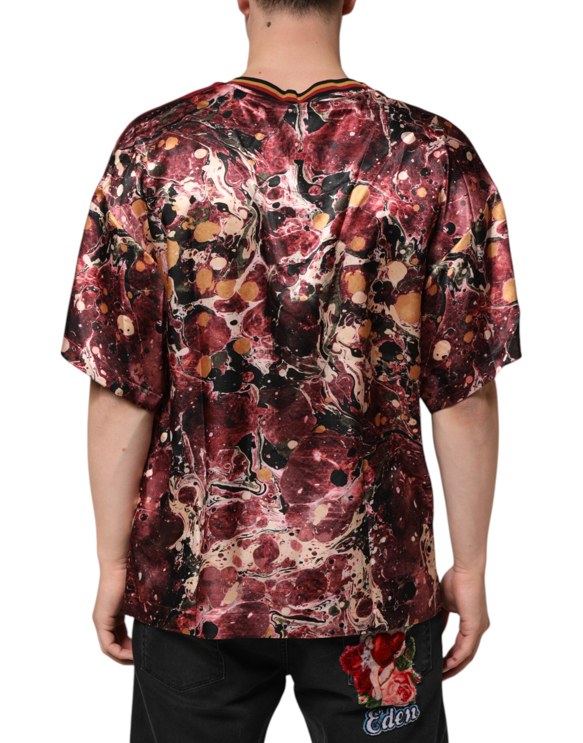 Dolce & Gabbana Multicolor Polyester Marble Print Oversize T-shirt Dolce & Gabbana