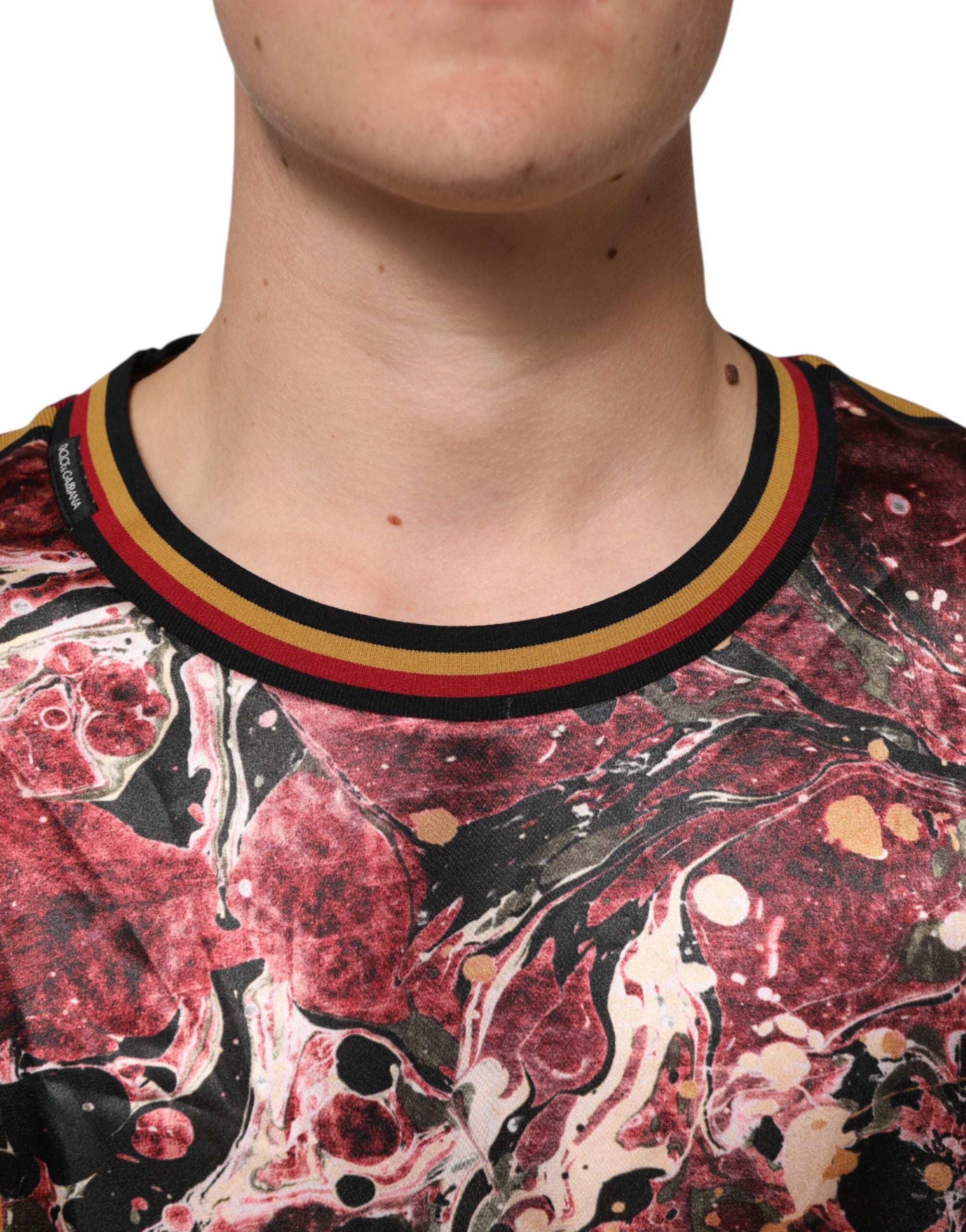Dolce & Gabbana Multicolor Polyester Marble Print Oversize T-shirt Dolce & Gabbana