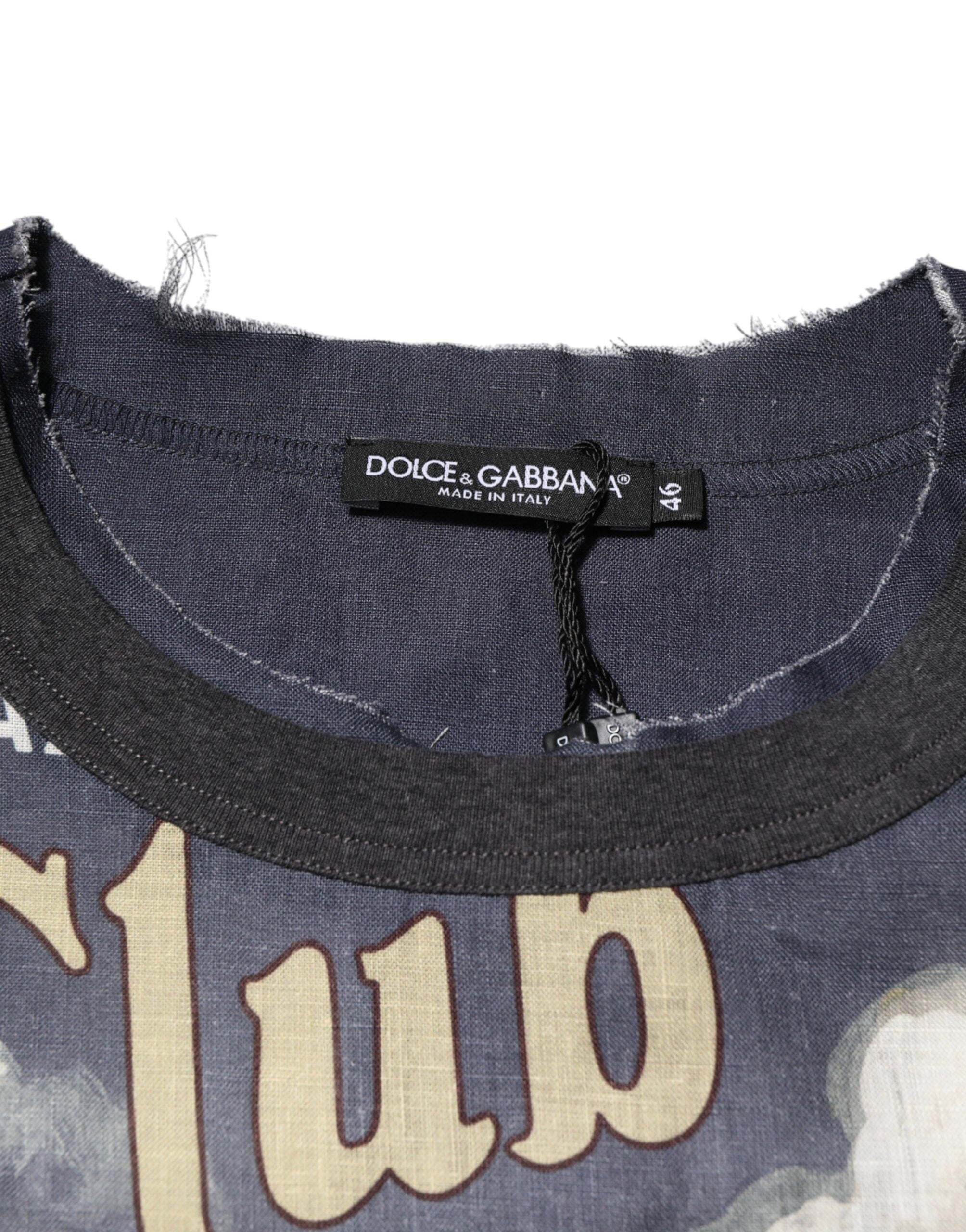 Dolce & Gabbana Palermo Jazz Club Linen Crew Neck Men T-shirt Dolce & Gabbana