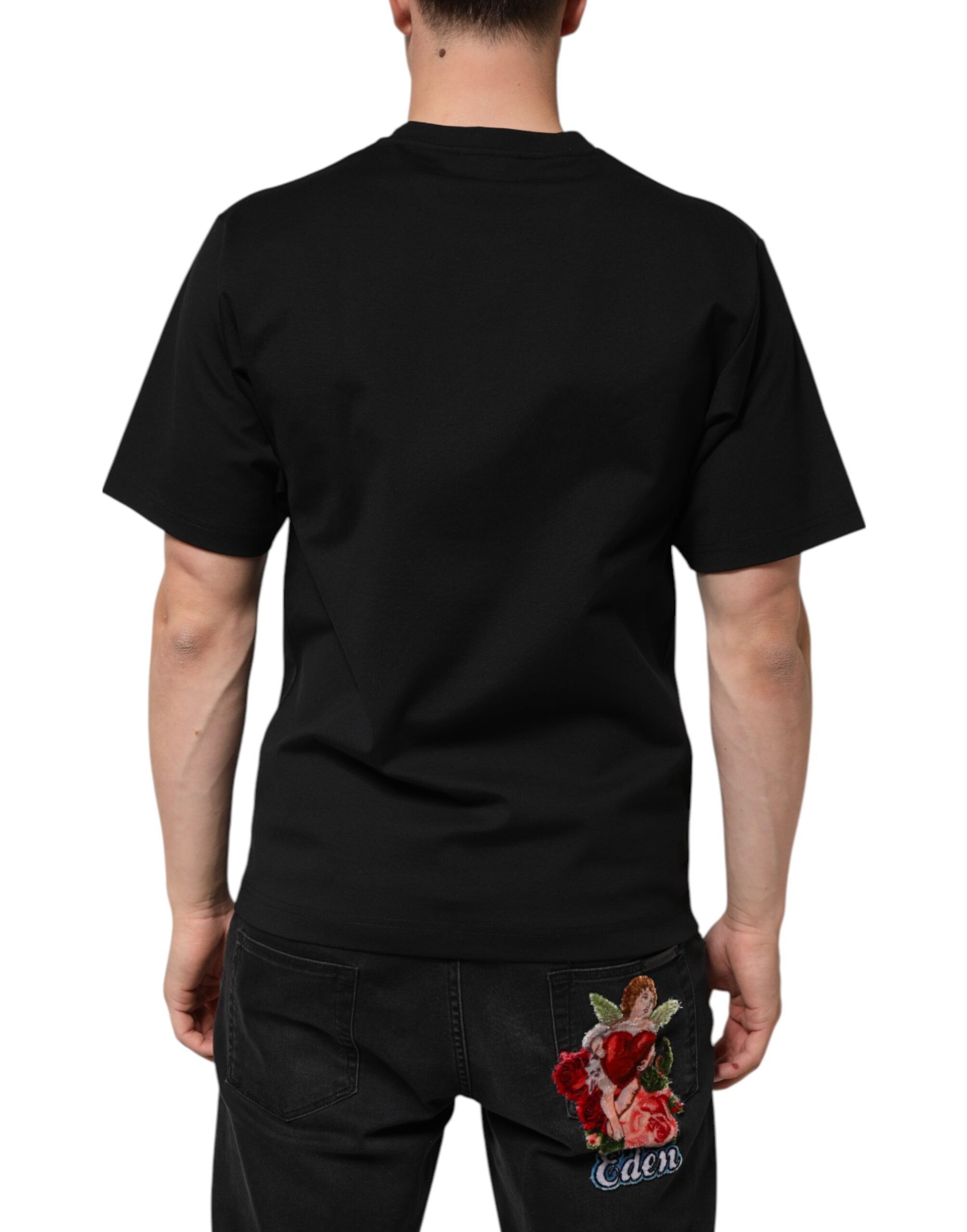 Dolce & Gabbana Black Cotton DG Logo Graffiti Short Sleeve T-shirt Dolce & Gabbana