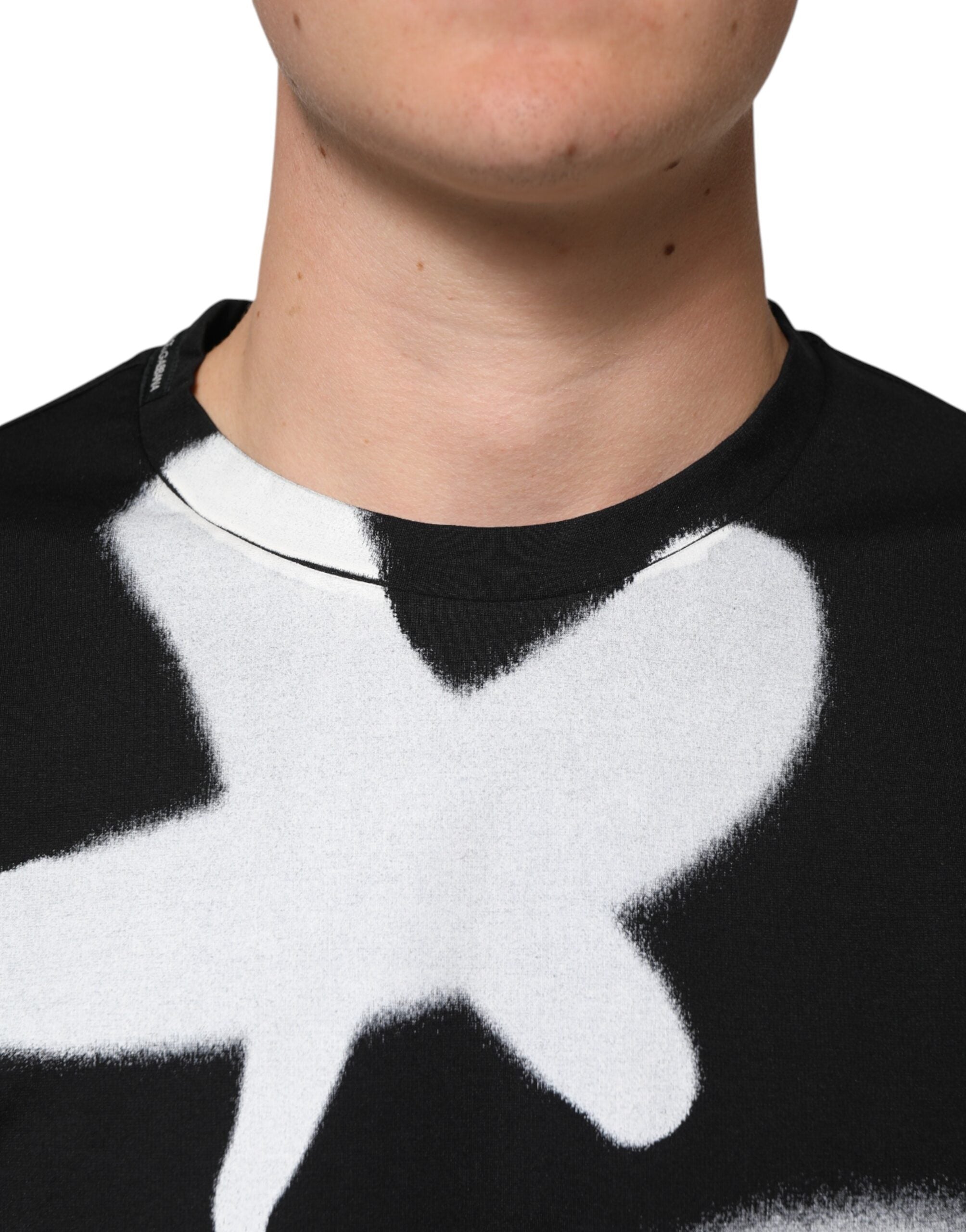 Dolce & Gabbana Black Cotton DG Logo Graffiti Short Sleeve T-shirt Dolce & Gabbana