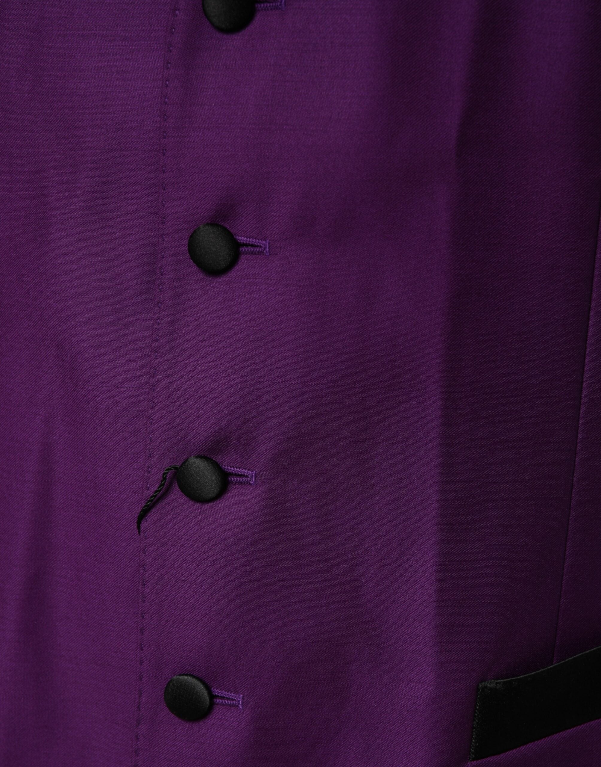 Dolce & Gabbana Purple Wool Dress Formal Waistcoat Vest Dolce & Gabbana