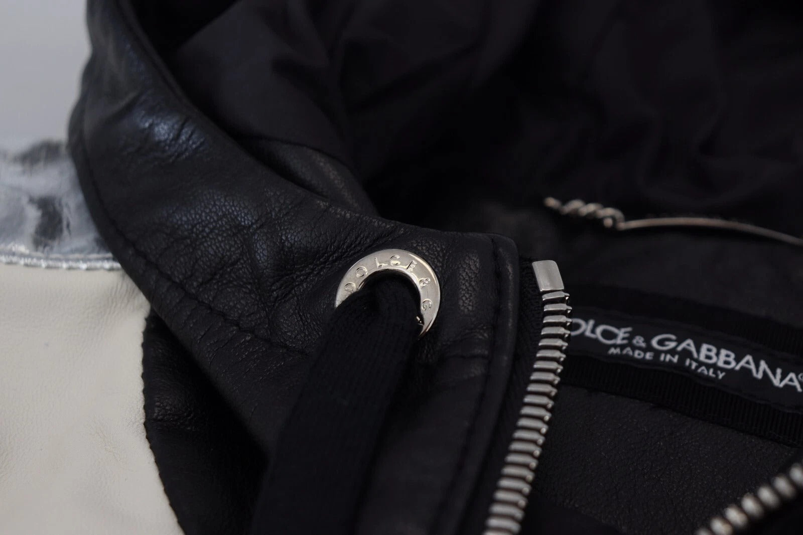 Dolce & Gabbana Black Leather Hooded Blouson Jacket Dolce & Gabbana