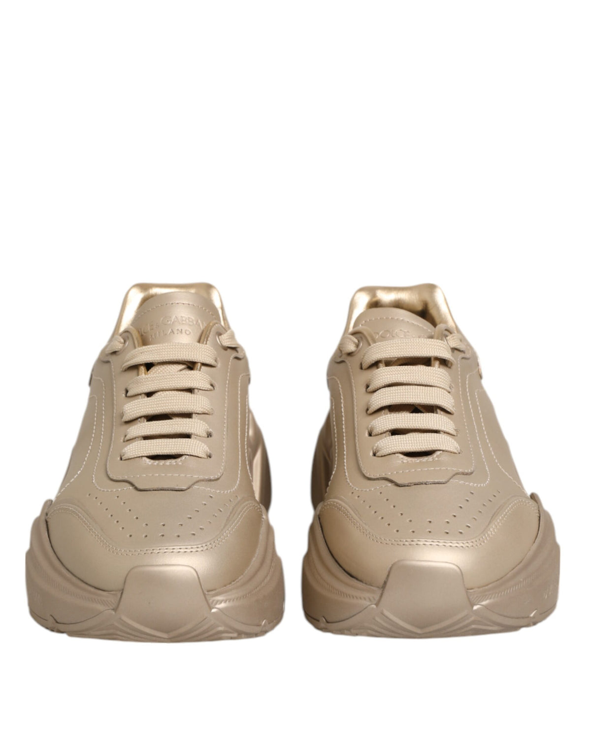 Dolce & Gabbana Gold Leather Daymaster Women Sneaker Shoes