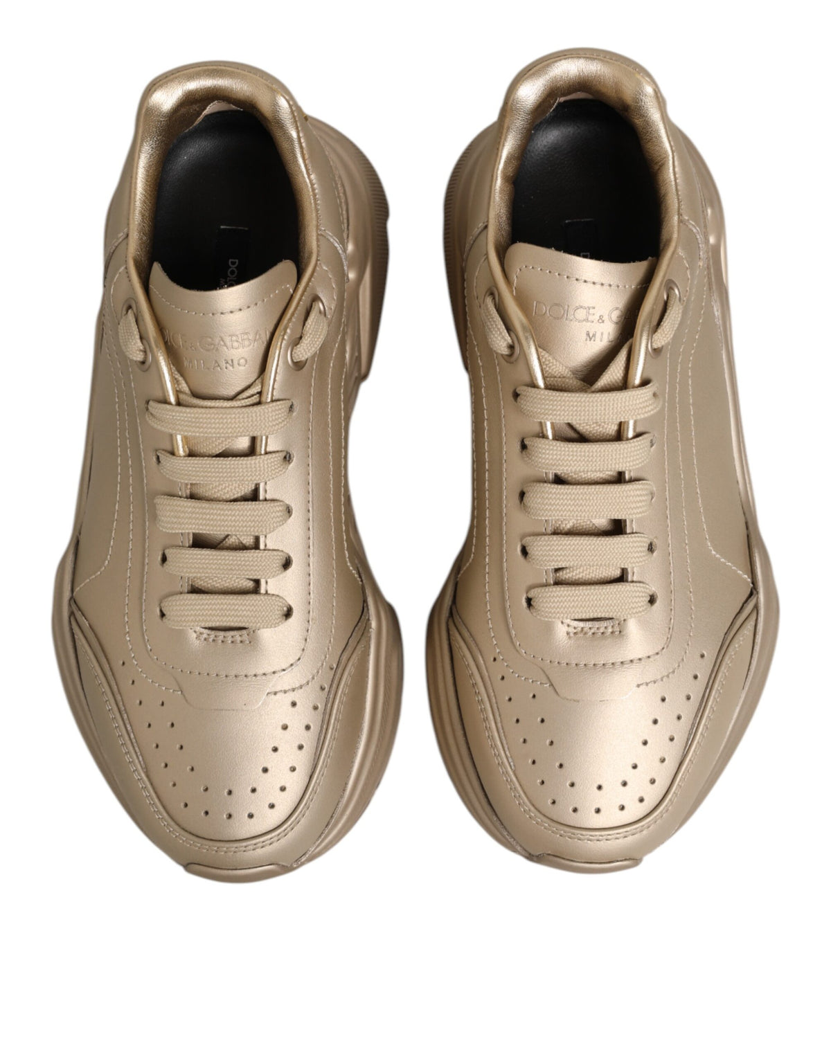 Dolce & Gabbana Gold Leather Daymaster Women Sneaker Shoes
