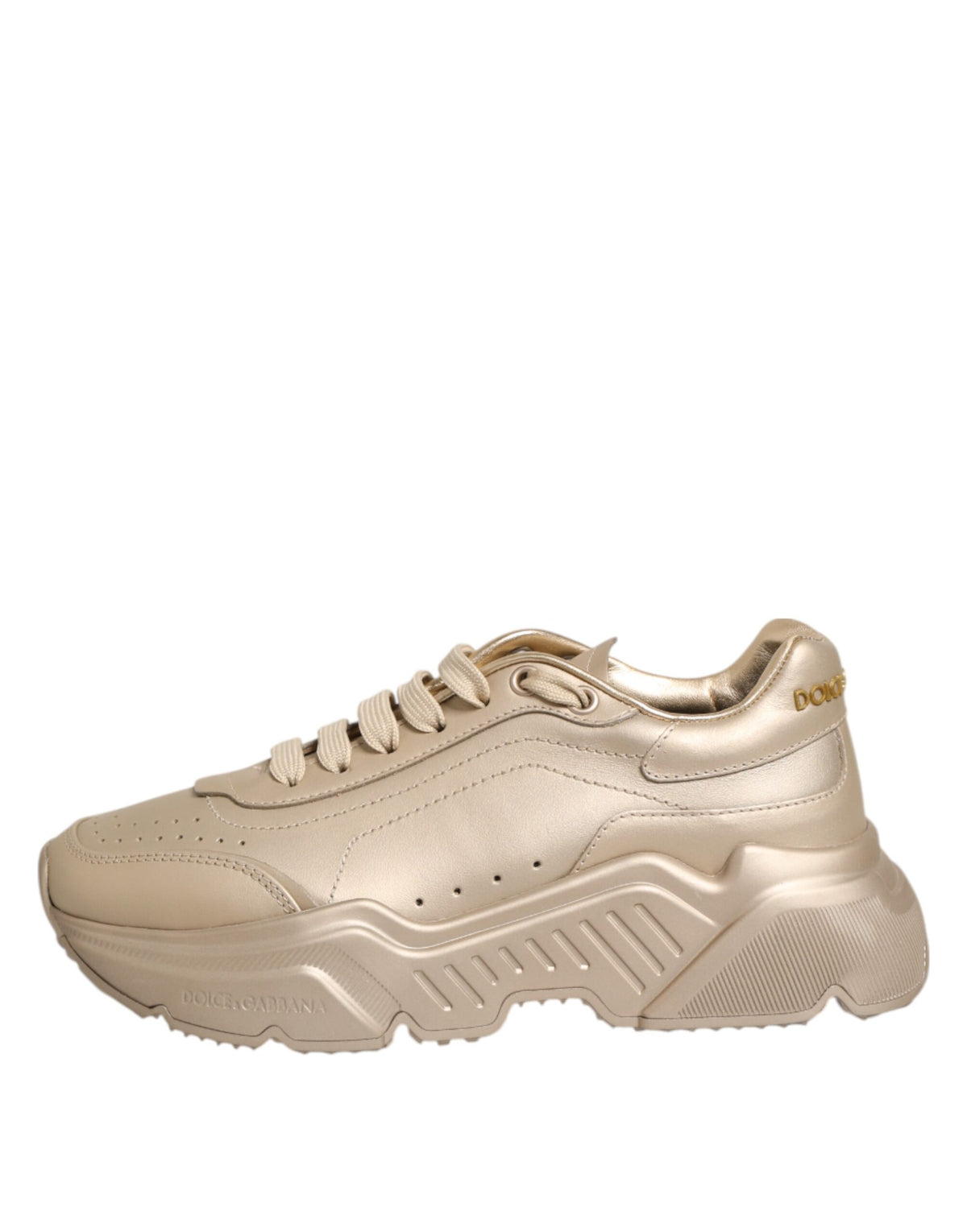 Dolce & Gabbana Gold Leather Daymaster Women Sneaker Shoes