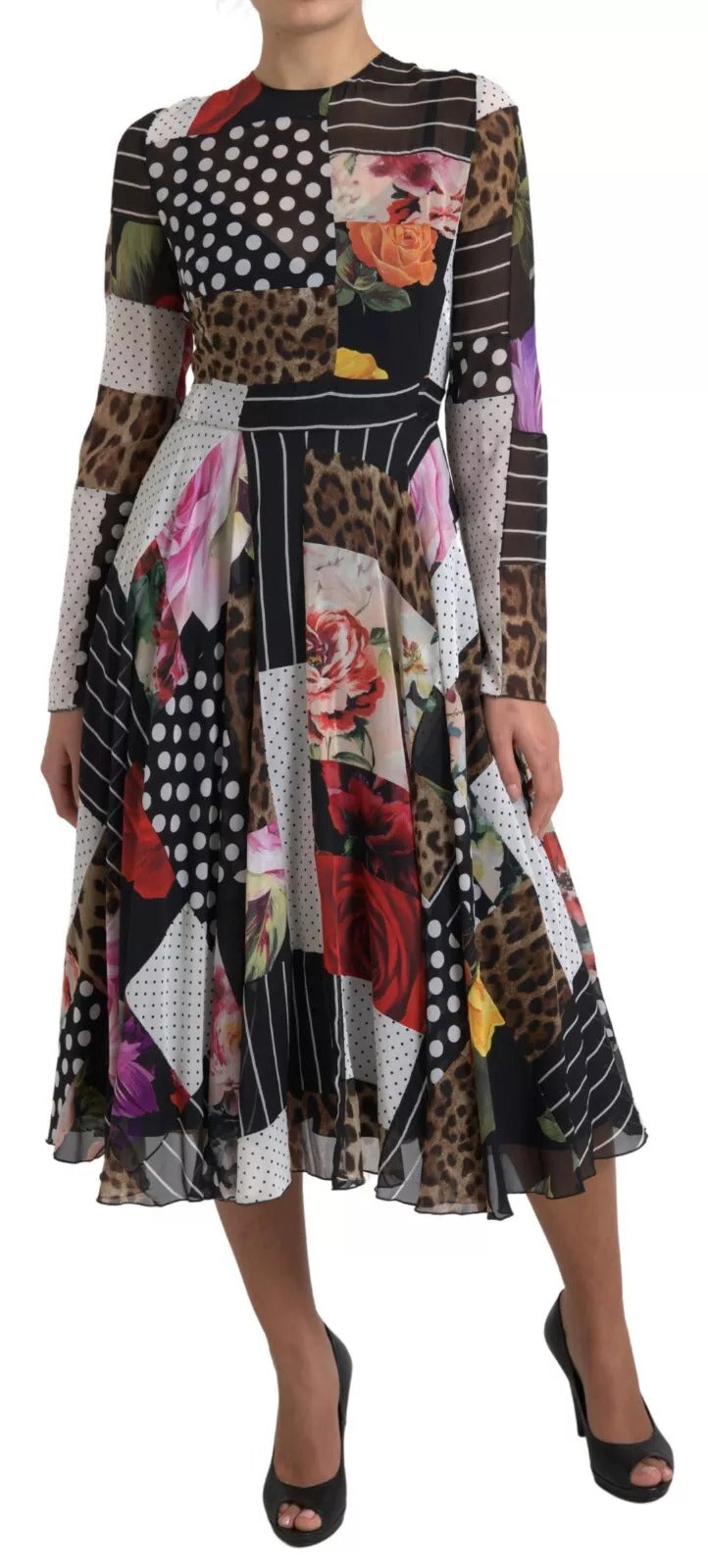 Dolce & Gabbana Multicolor Patchwork Floral Leopard Dress Dolce & Gabbana