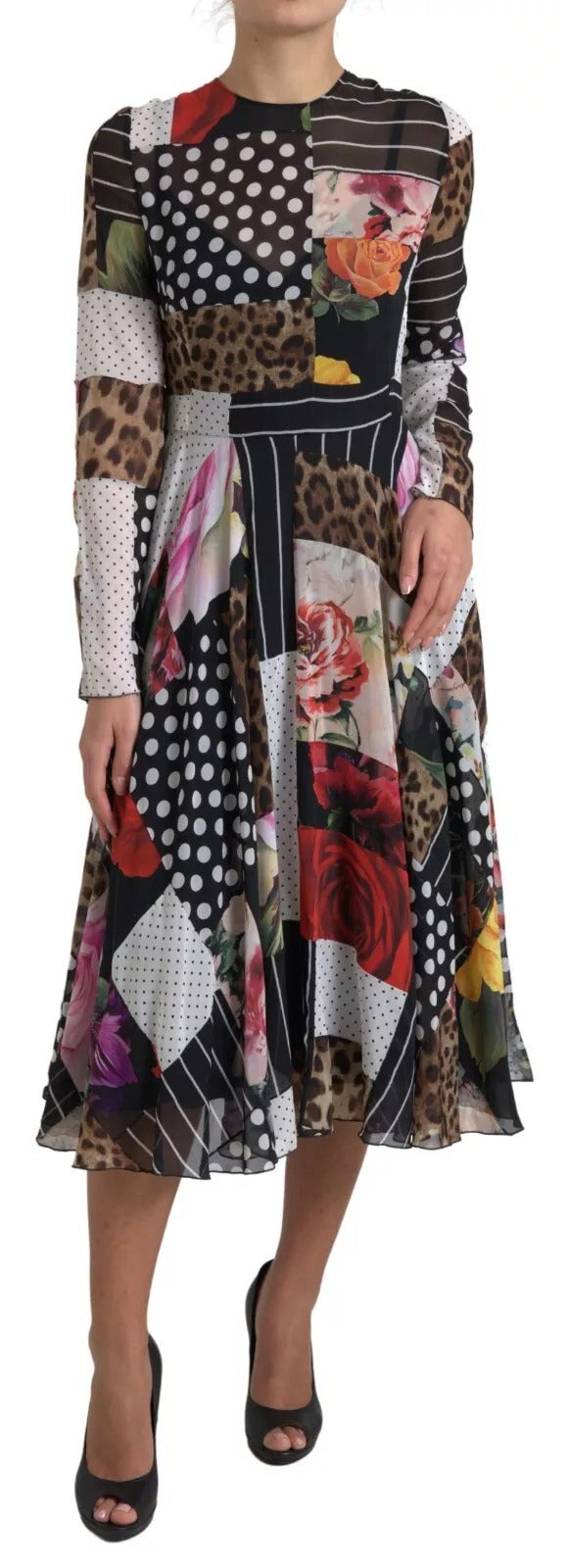 Dolce & Gabbana Multicolor Patchwork Floral Leopard Dress Dolce & Gabbana