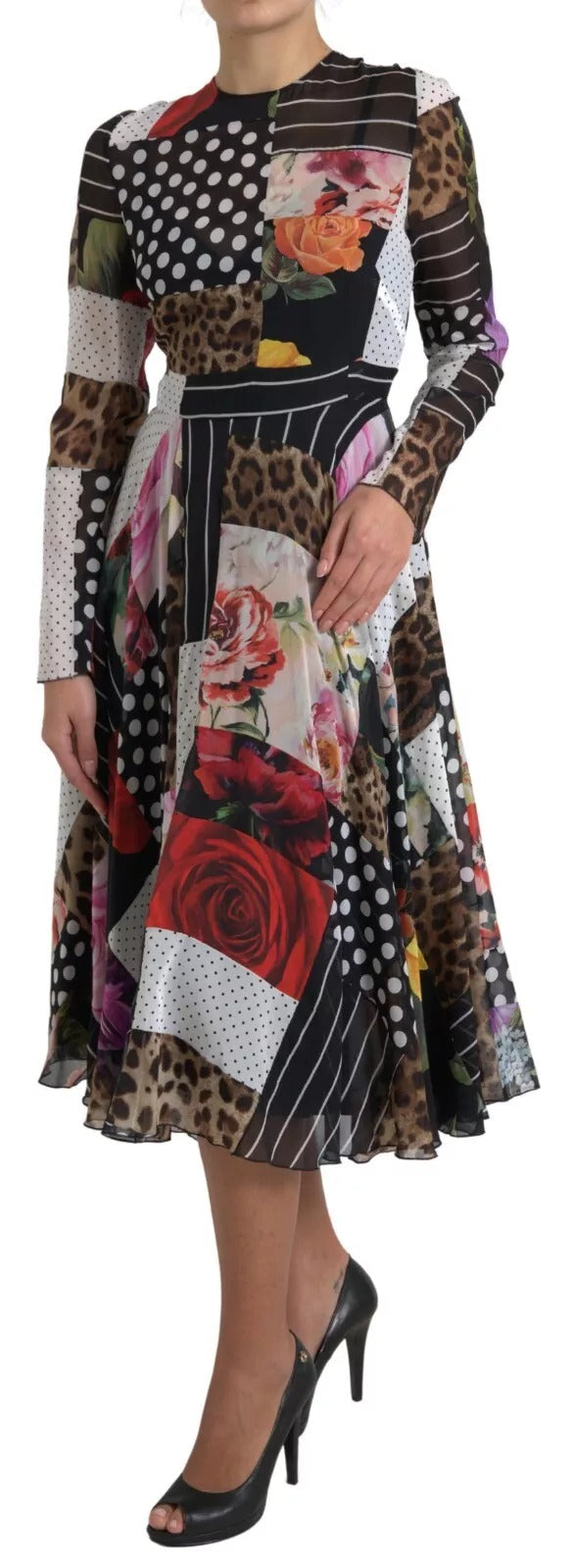 Dolce & Gabbana Multicolor Patchwork Floral Leopard Dress Dolce & Gabbana
