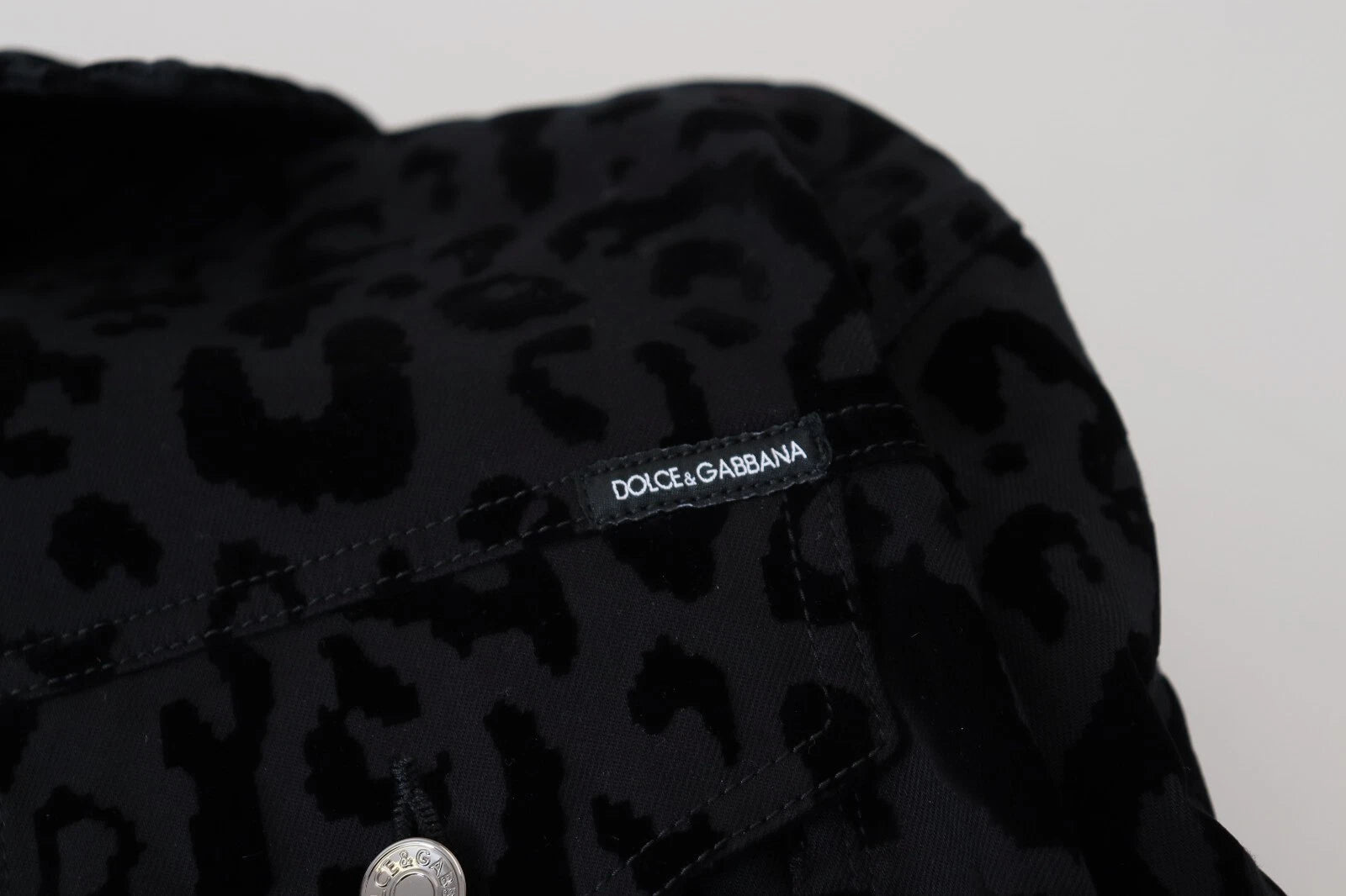 Dolce & Gabbana Cotton Black Leopard Long Sleeve Denim Jacket Dolce & Gabbana