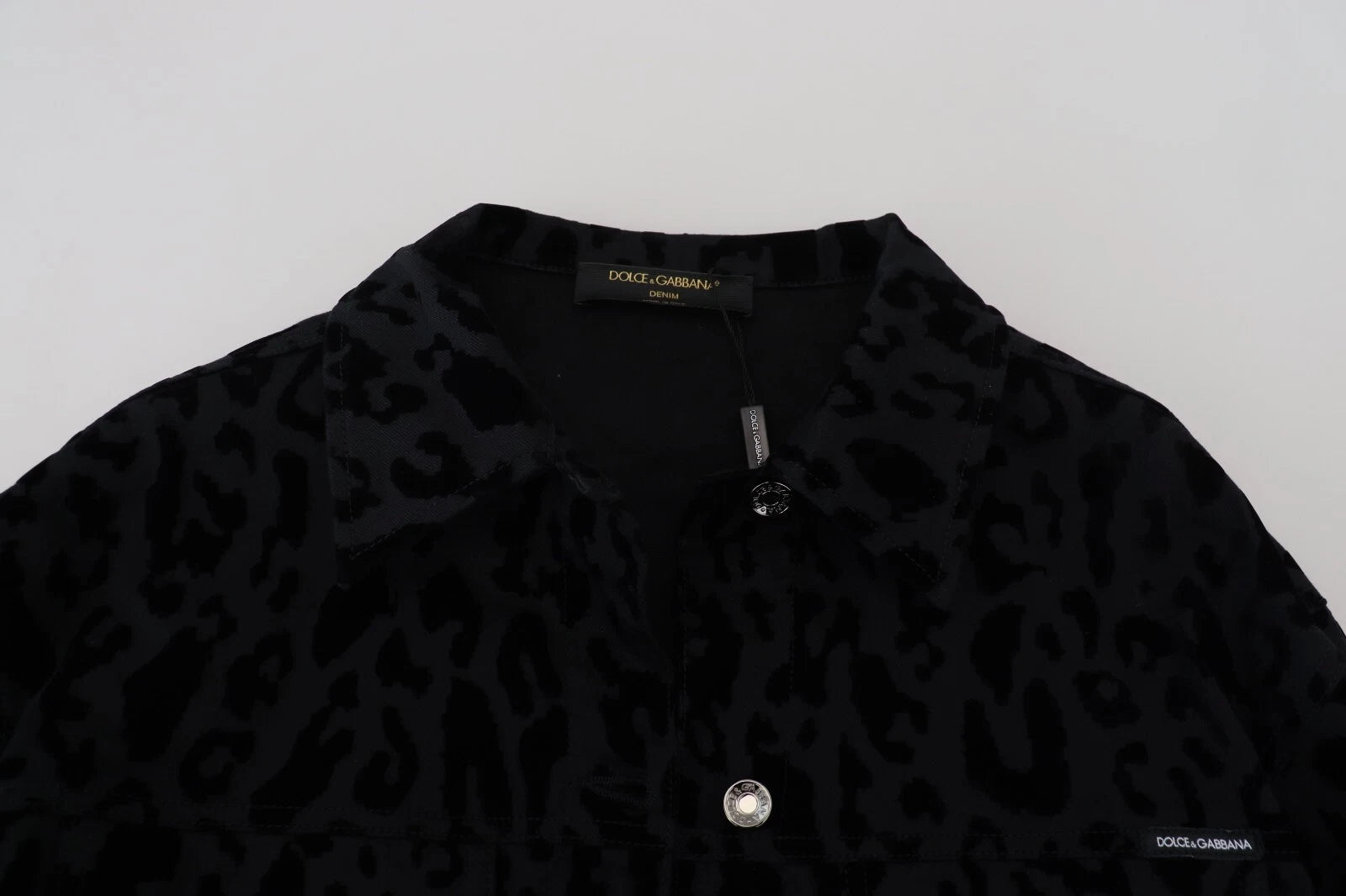 Dolce & Gabbana Cotton Black Leopard Long Sleeve Denim Jacket Dolce & Gabbana