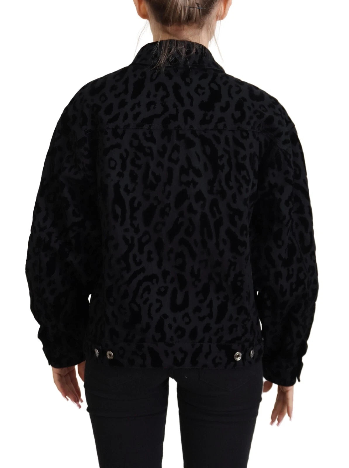Dolce & Gabbana Cotton Black Leopard Long Sleeve Denim Jacket Dolce & Gabbana