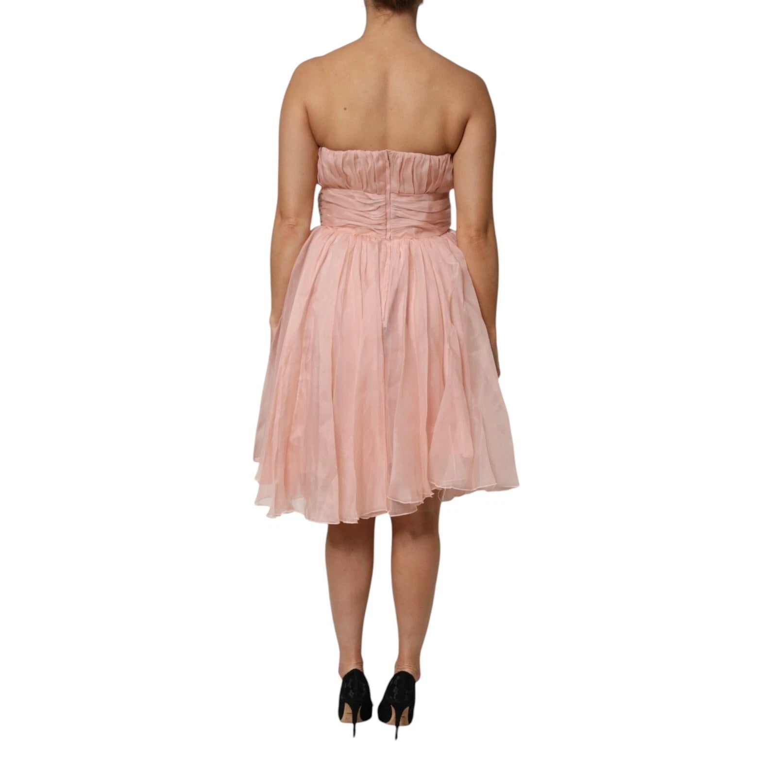 Dolce & Gabbana Pink Silk Chiffon A-line Pleated Midi Dress Dolce & Gabbana