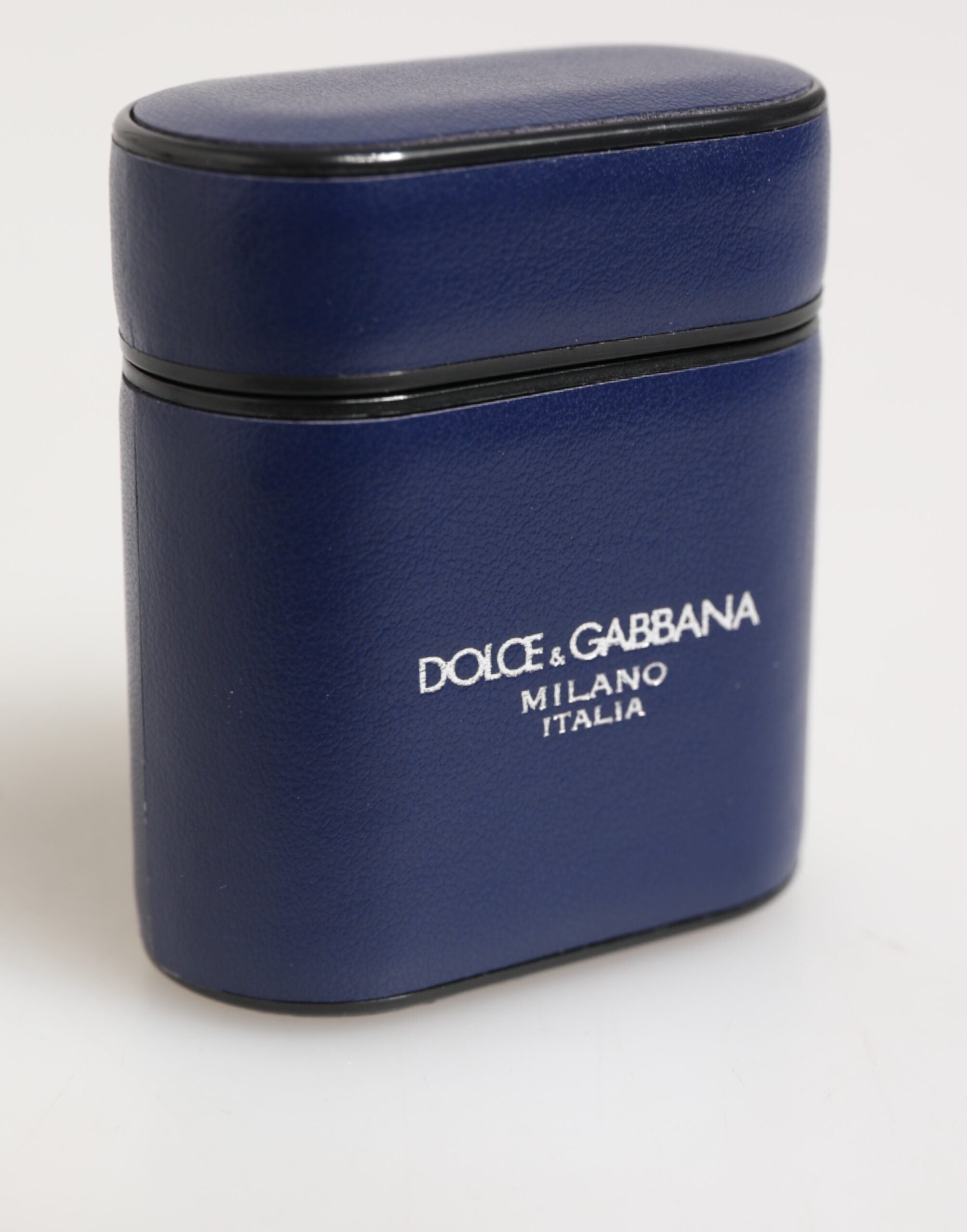 Dolce & Gabbana Blue Leather Logo Print Flip Holder Men Airpods Case Dolce & Gabbana
