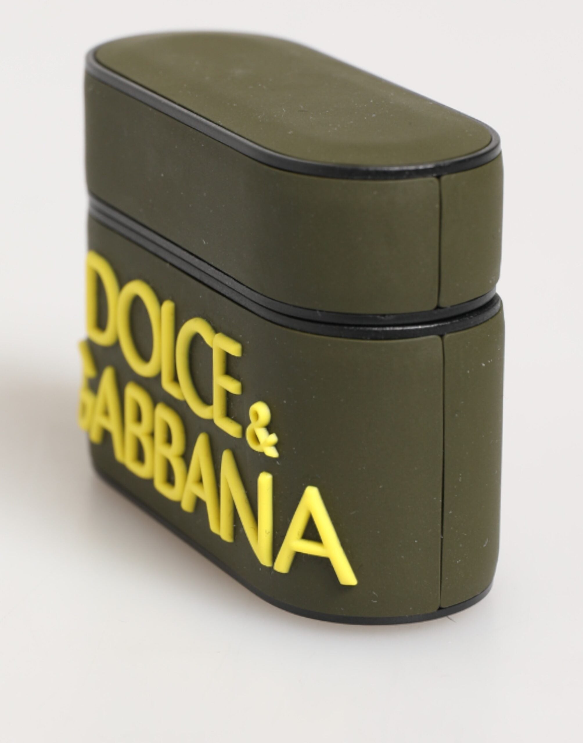 Dolce & Gabbana Army Green Rubber Logo Embossed Accessory  Airpods Case Dolce & Gabbana