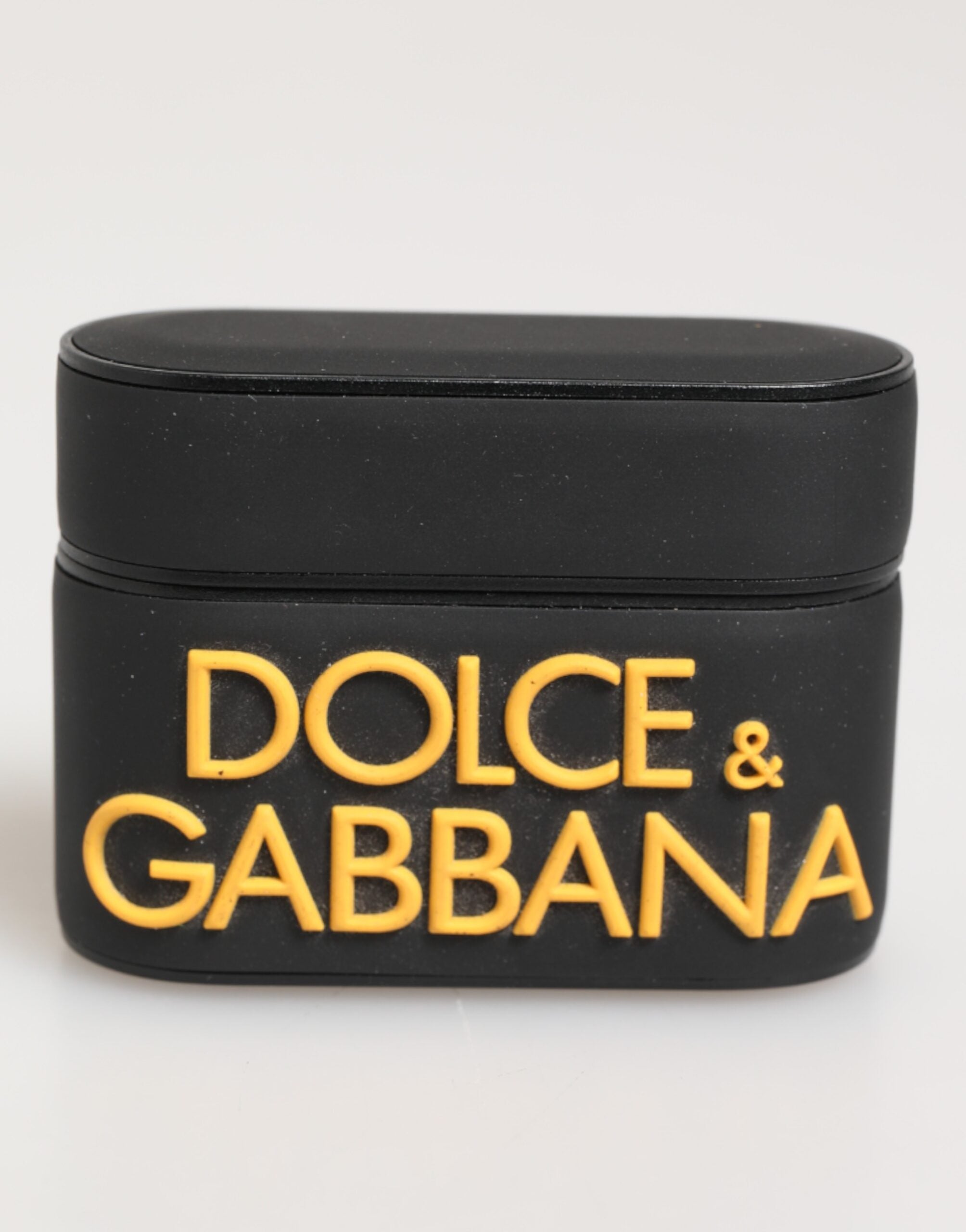 Dolce & Gabbana Black Yellow Rubber Logo Embossed Accessory Airpods Case Dolce & Gabbana