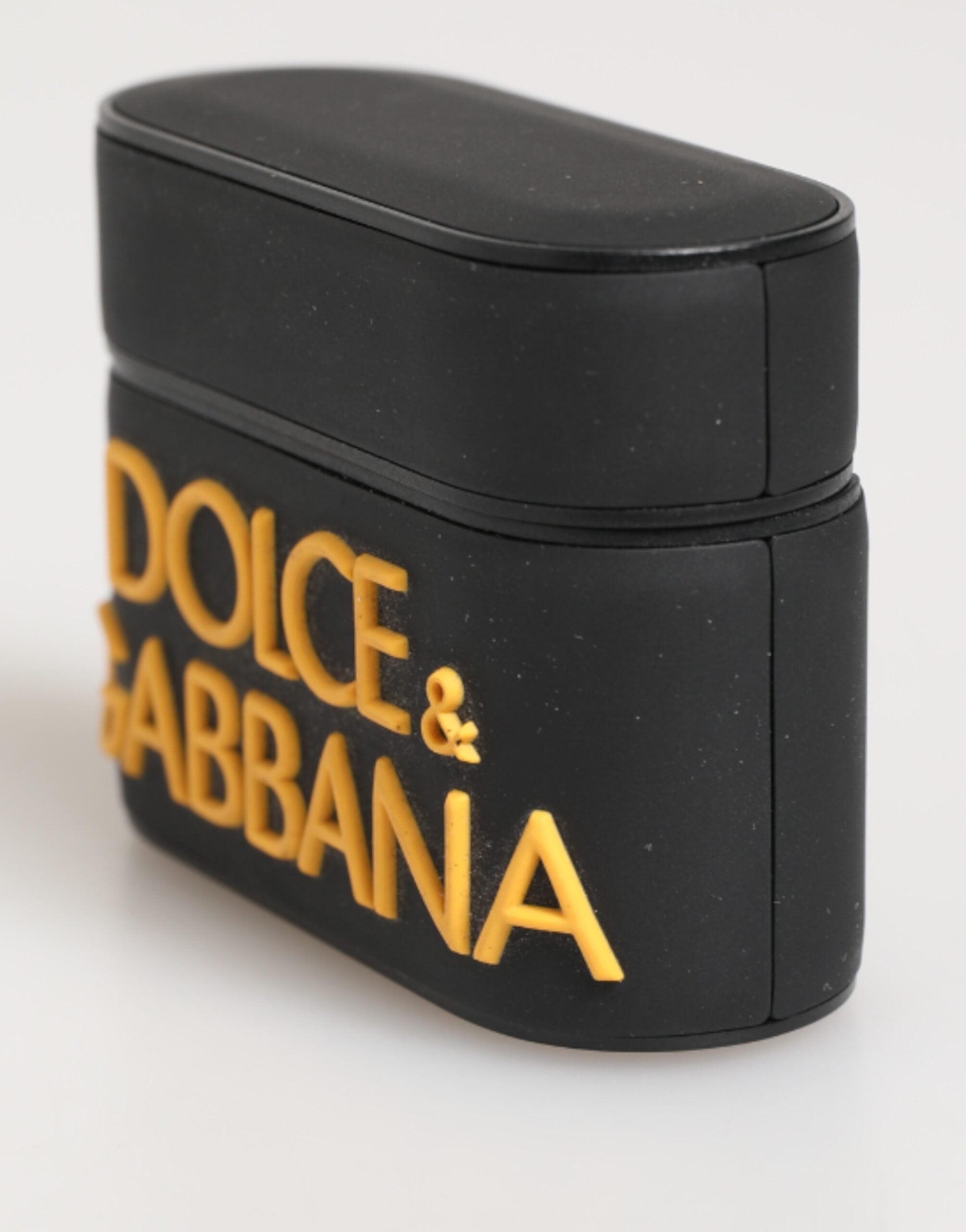 Dolce & Gabbana Black Yellow Rubber Logo Embossed Accessory Airpods Case Dolce & Gabbana