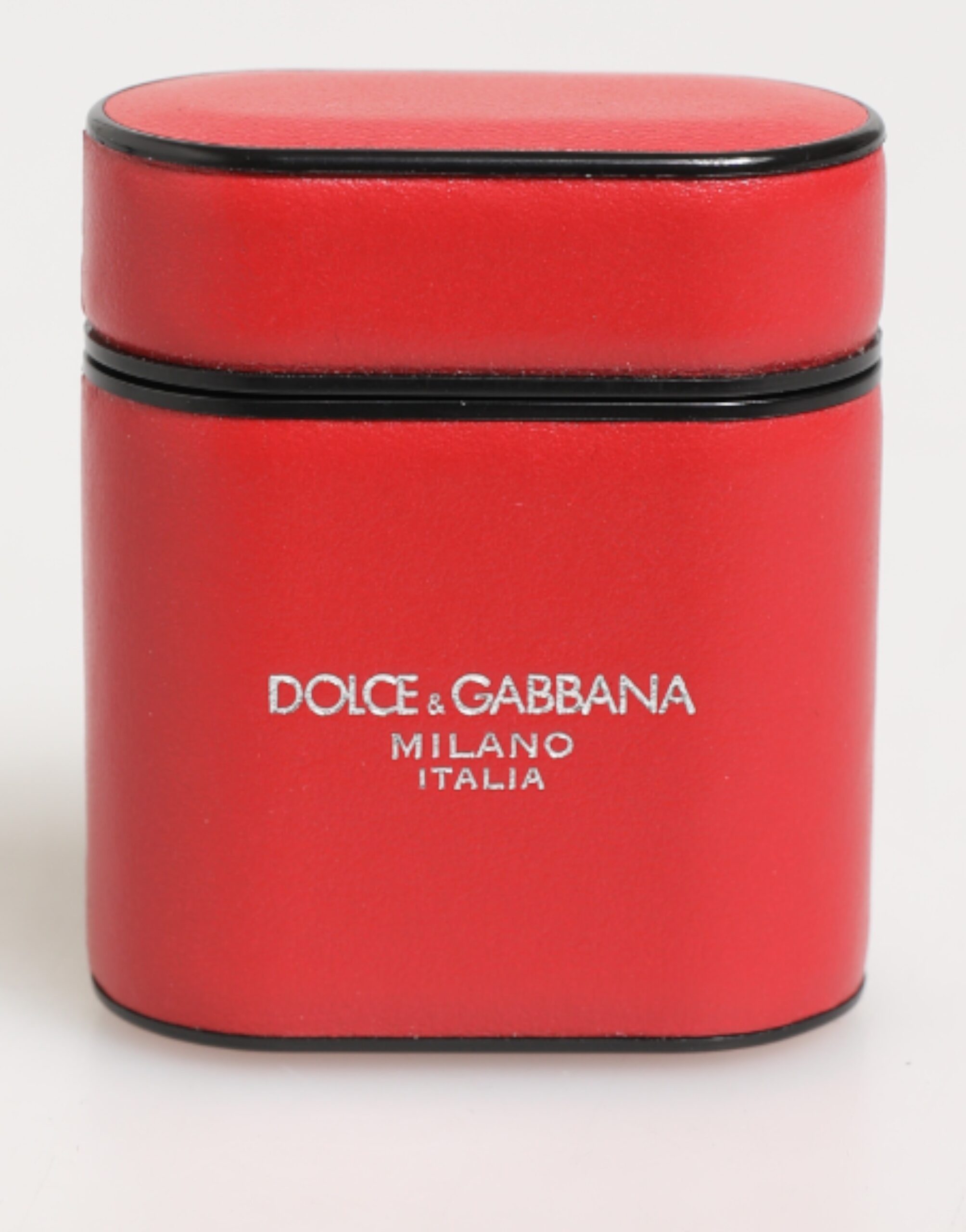 Dolce & Gabbana Red White Calfskin Leather Logo Flip Holder Airpods Case Dolce & Gabbana