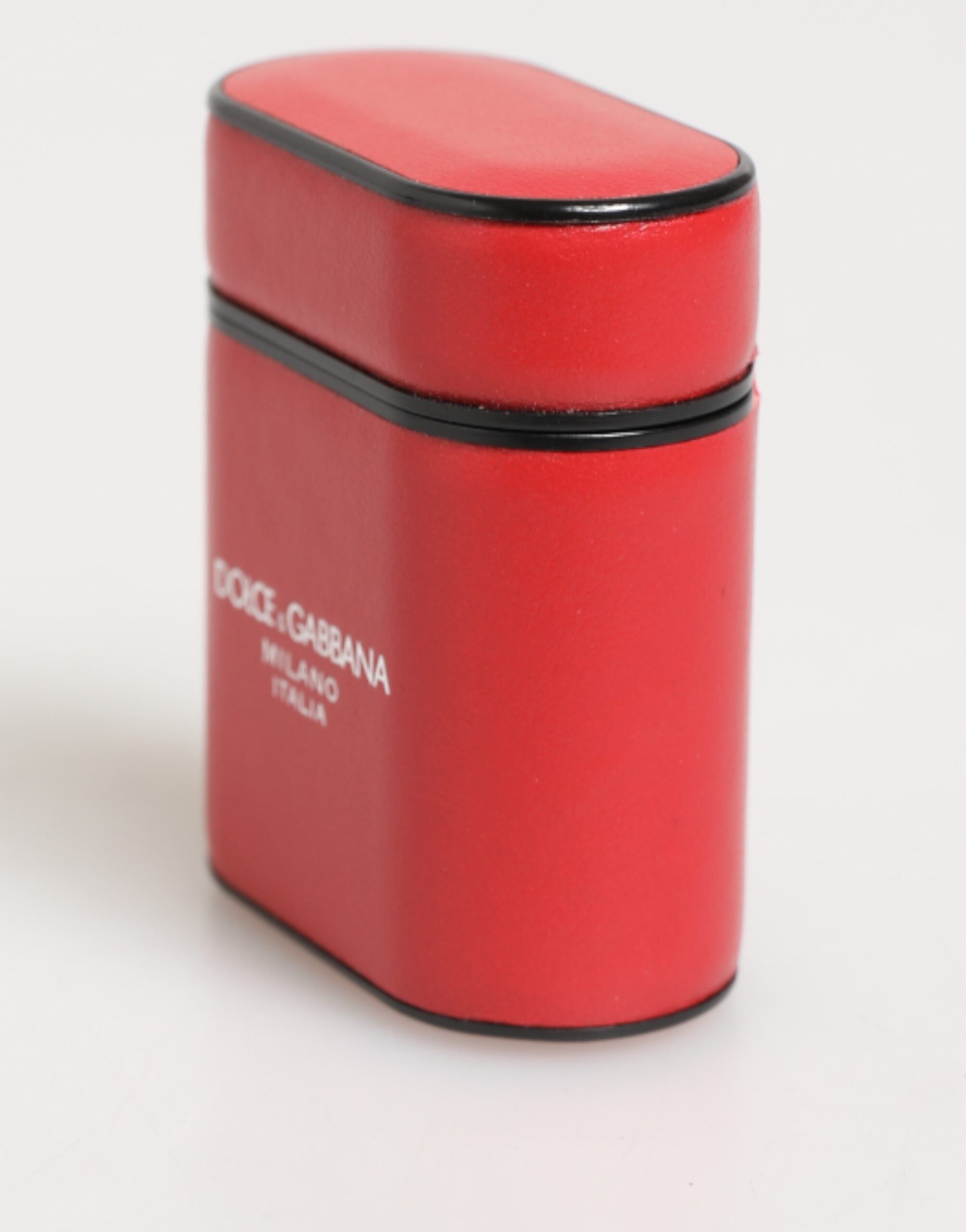 Dolce & Gabbana Red White Calfskin Leather Logo Flip Holder Airpods Case Dolce & Gabbana