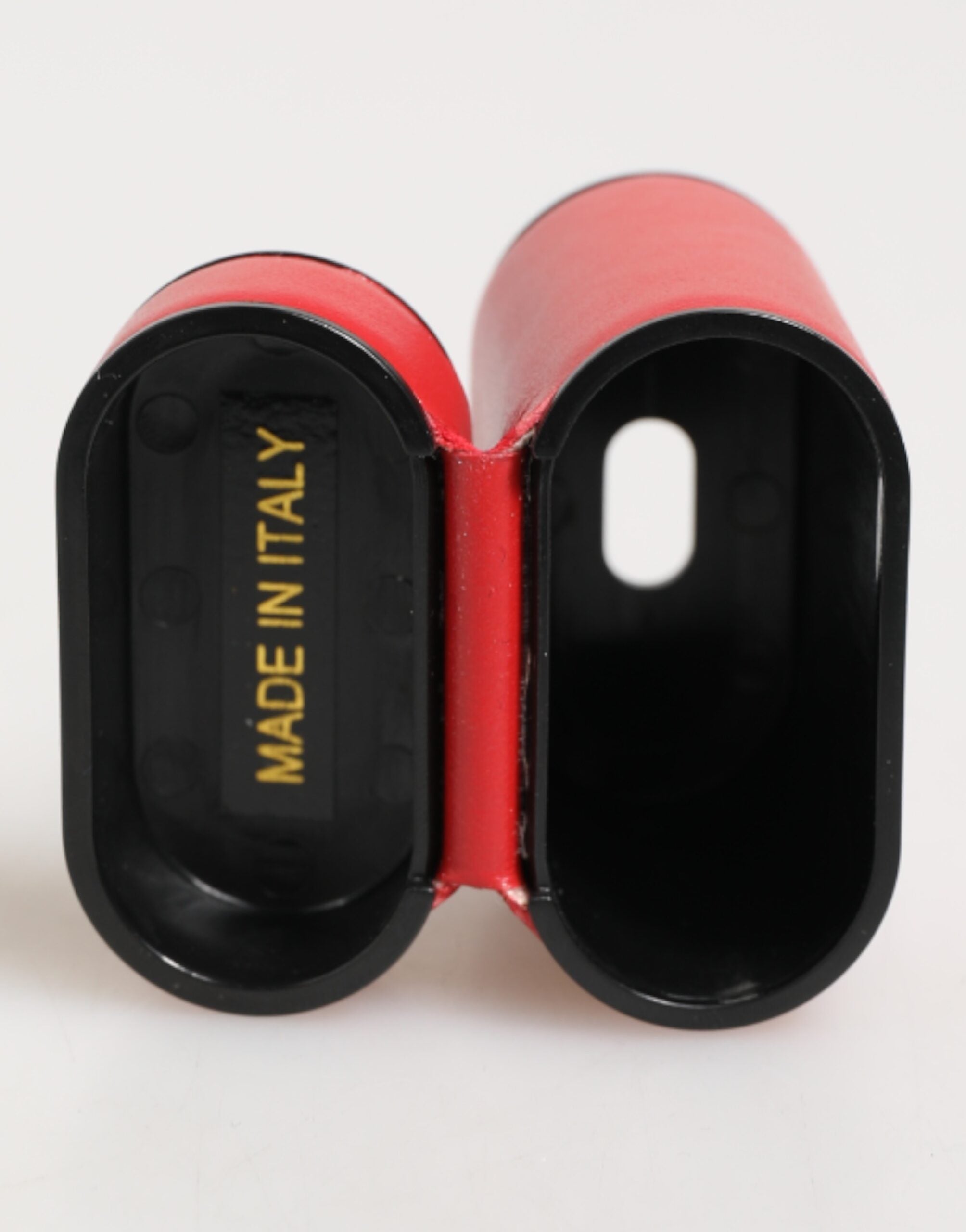 Dolce & Gabbana Red White Calfskin Leather Logo Flip Holder Airpods Case Dolce & Gabbana