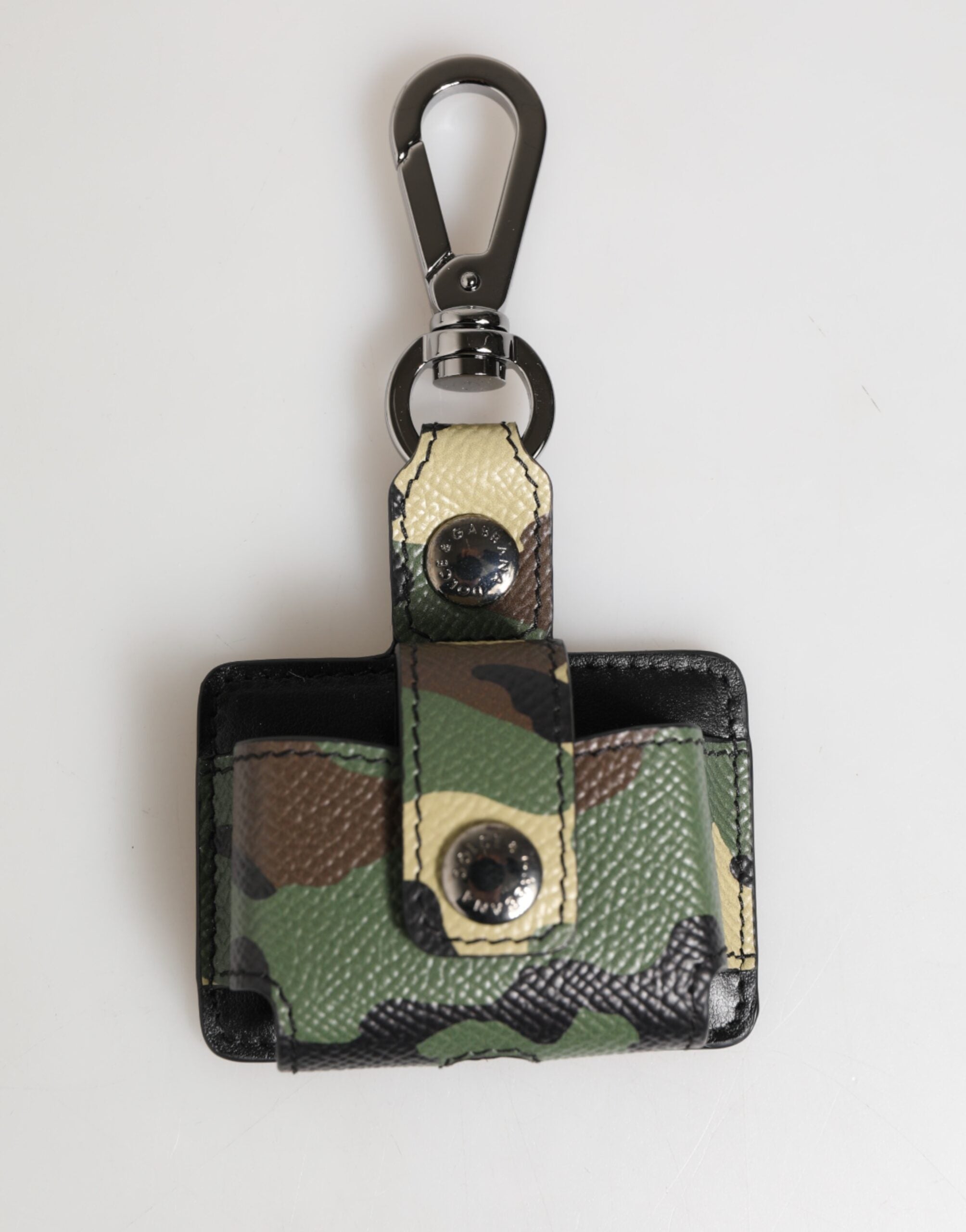 Dolce & Gabbana Multicolor Camouflage Leather Metal Accessory Airpods Case Dolce & Gabbana