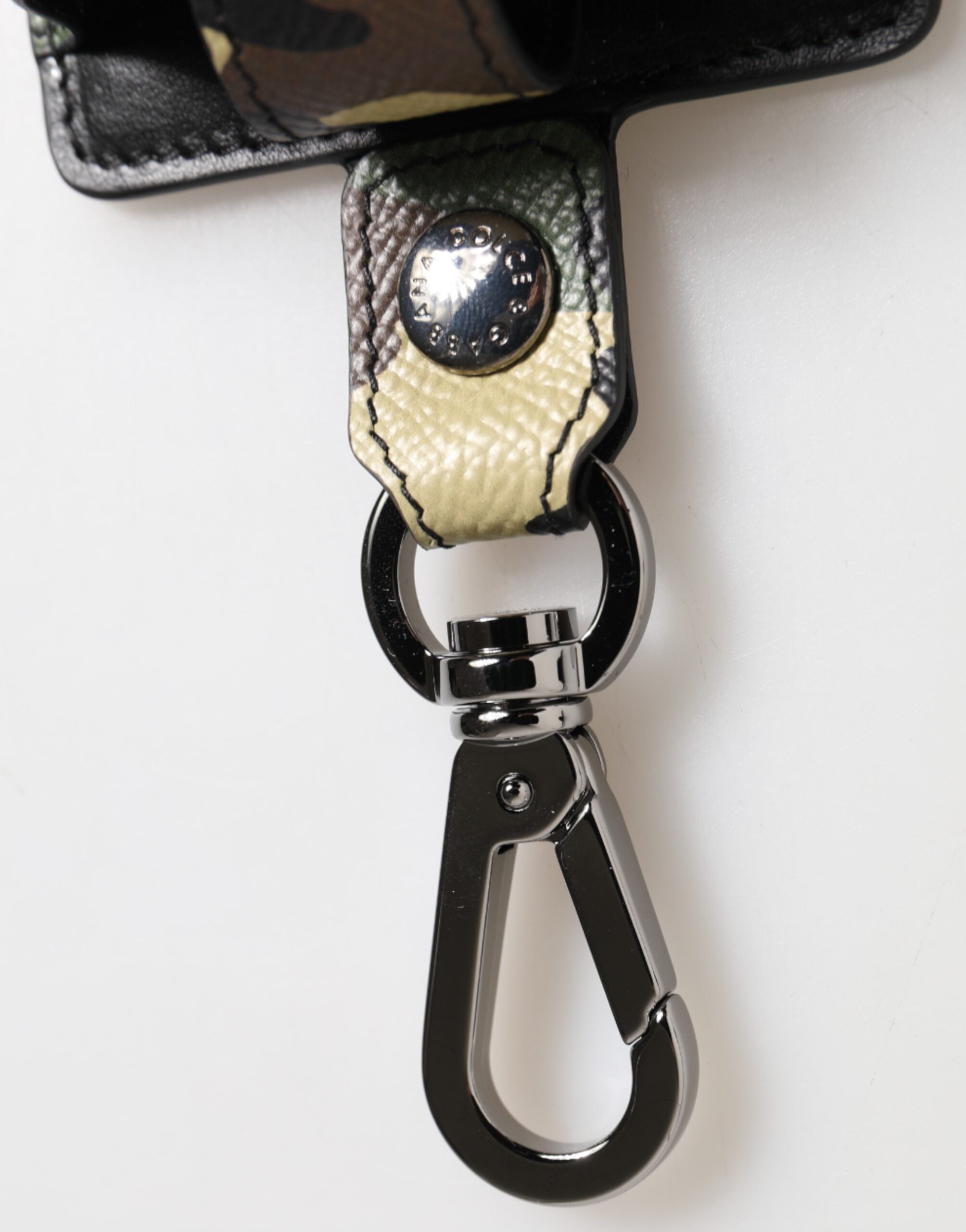 Dolce & Gabbana Multicolor Camouflage Leather Metal Accessory Airpods Case Dolce & Gabbana