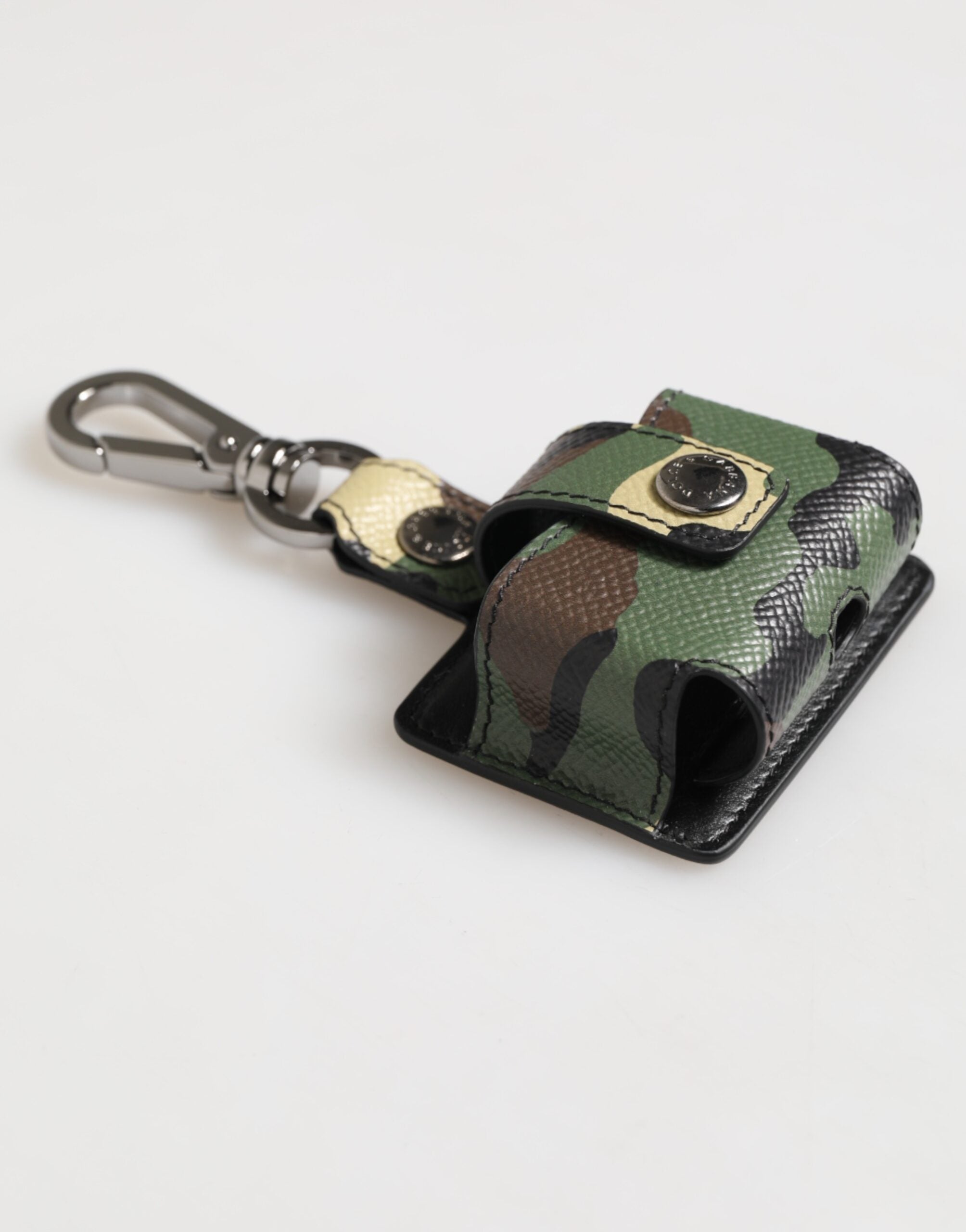 Dolce & Gabbana Multicolor Camouflage Leather Metal Accessory Airpods Case Dolce & Gabbana