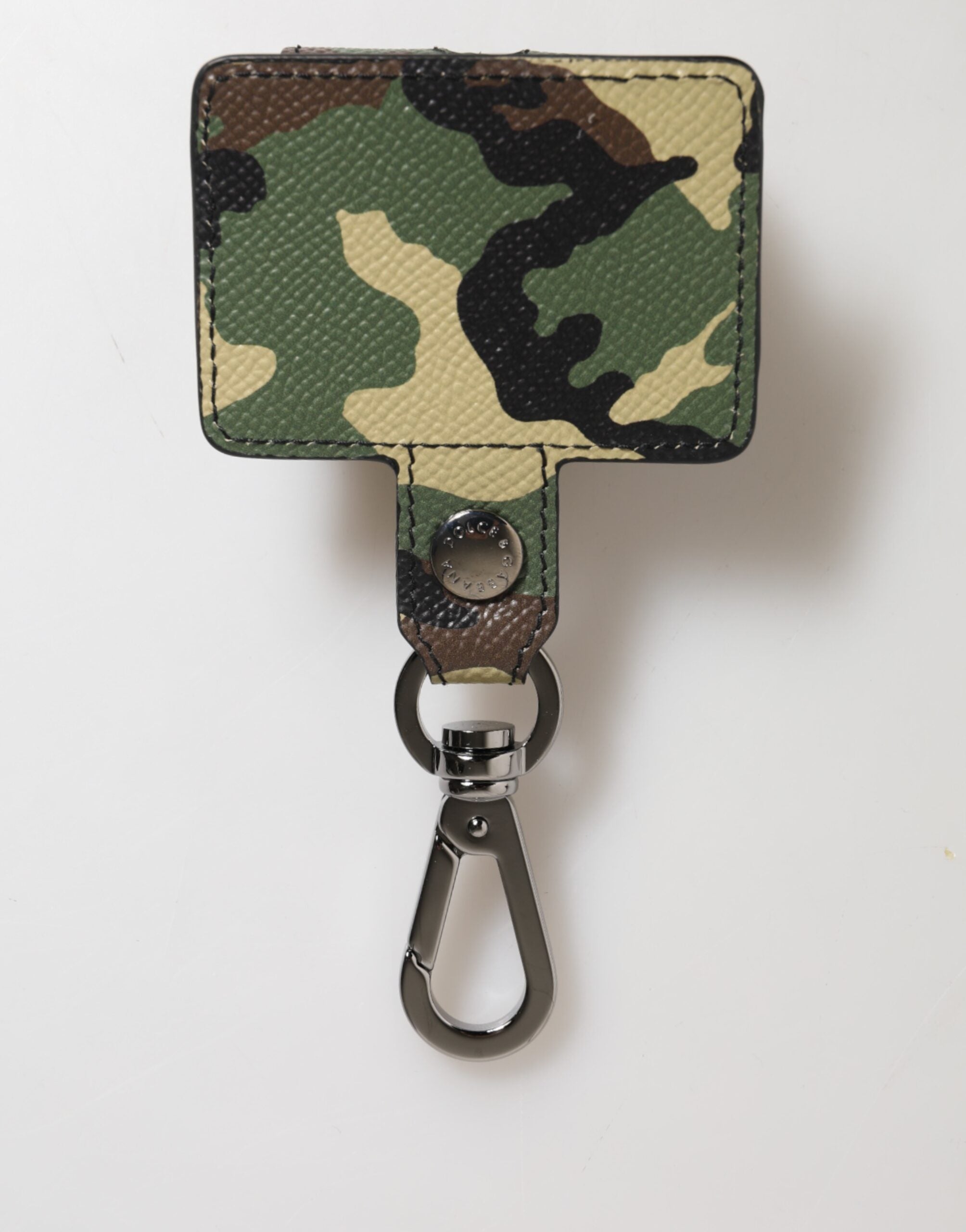 Dolce & Gabbana Multicolor Camouflage Leather Metal Accessory Airpods Case Dolce & Gabbana