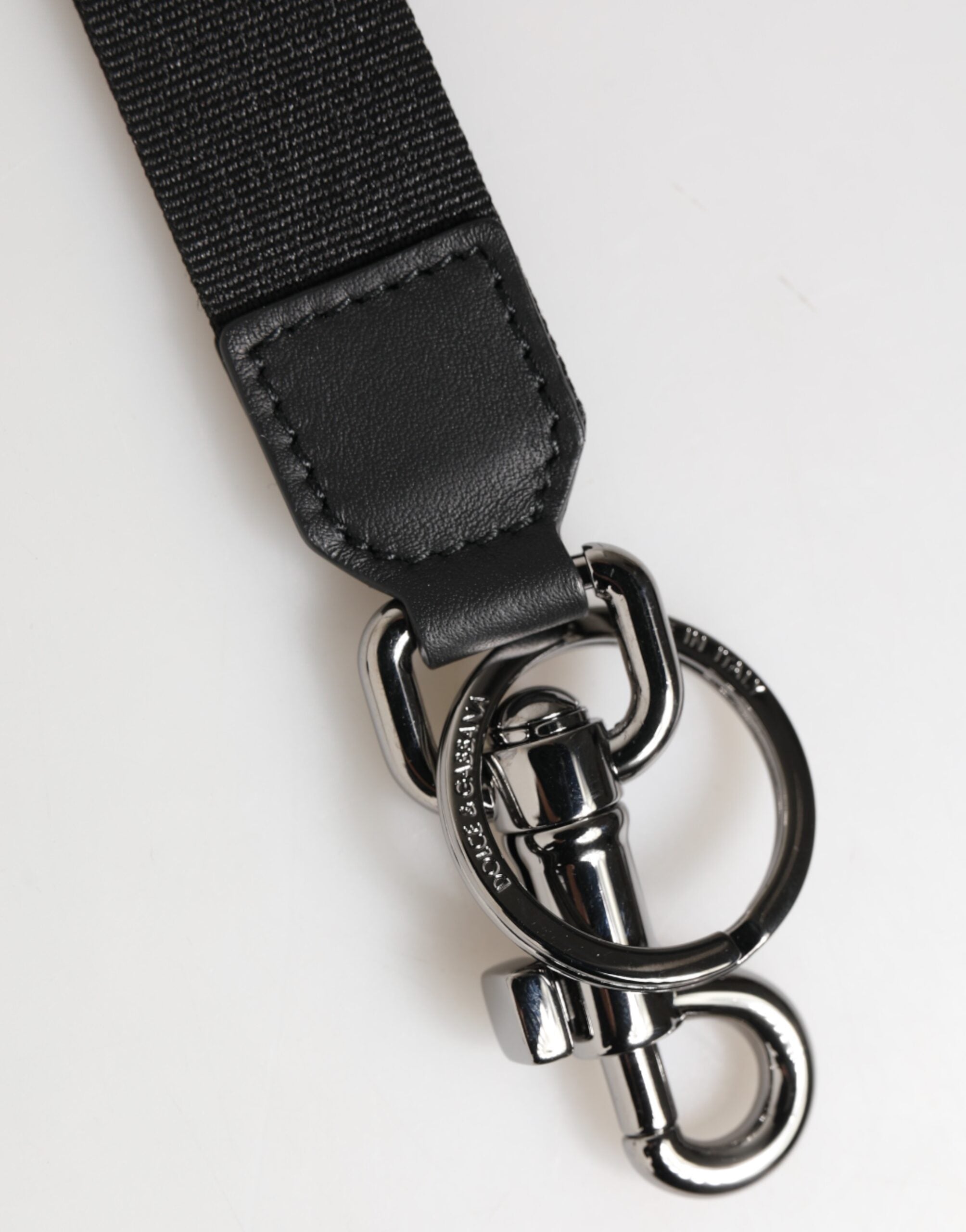 Dolce & Gabbana Black Blue DG Logo Polyester Brass Holder Keychain Keyring Dolce & Gabbana
