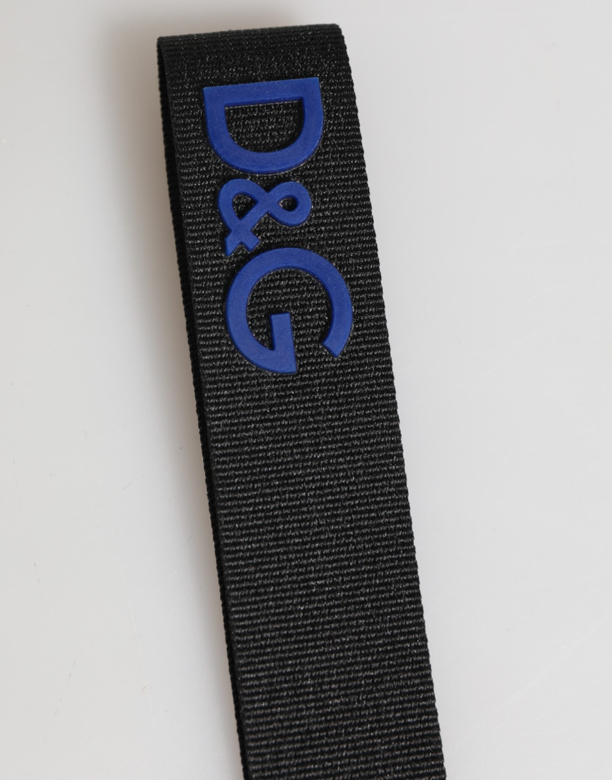 Dolce & Gabbana Black Blue DG Logo Polyester Brass Holder Keychain Keyring Dolce & Gabbana