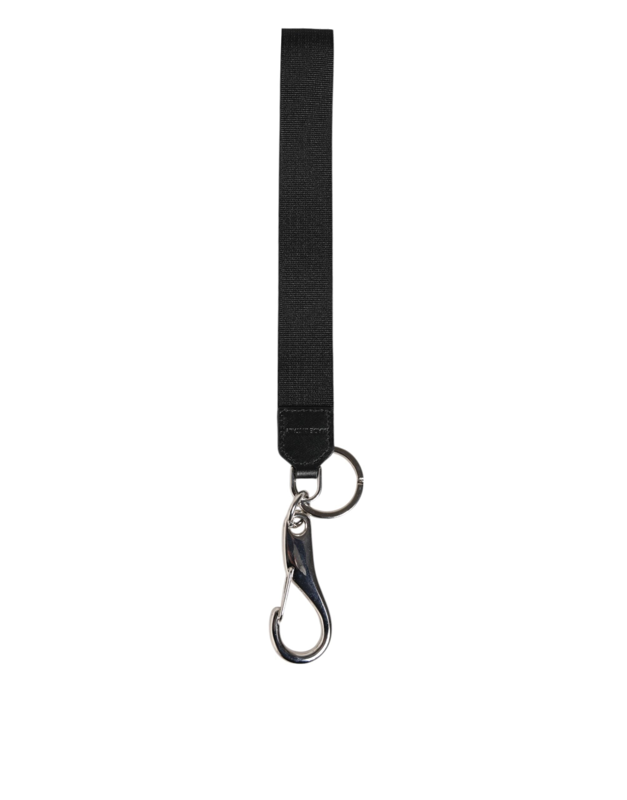 Dolce & Gabbana Black Burgundy Nylon DG Logo Crown Holder Keychain Keyring Dolce & Gabbana