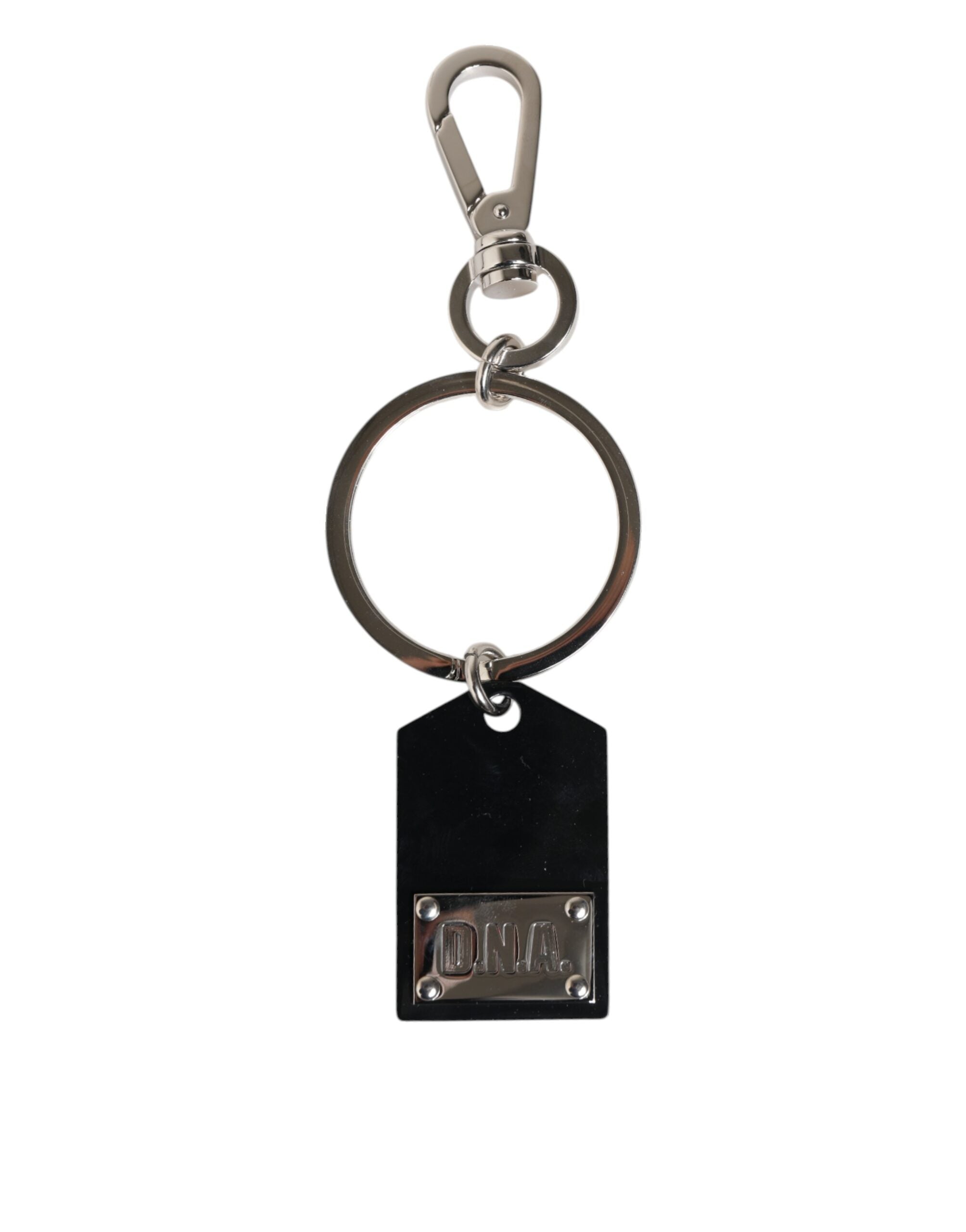Dolce & Gabbana Black Sint Glass Plaque DG Logo Metal PlateKeychain Keyring Dolce & Gabbana