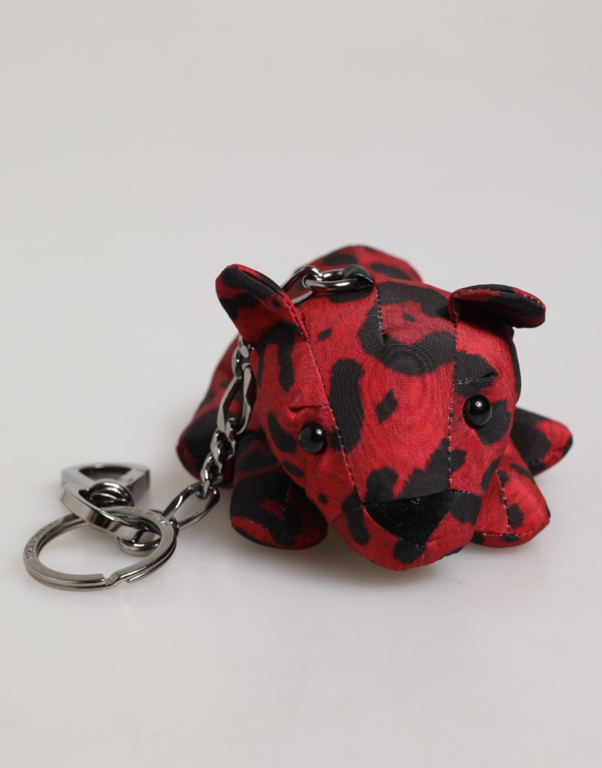 Dolce & Gabbana Red Black Polyester Animal Silhouette Bag Keychain Keyring Dolce & Gabbana