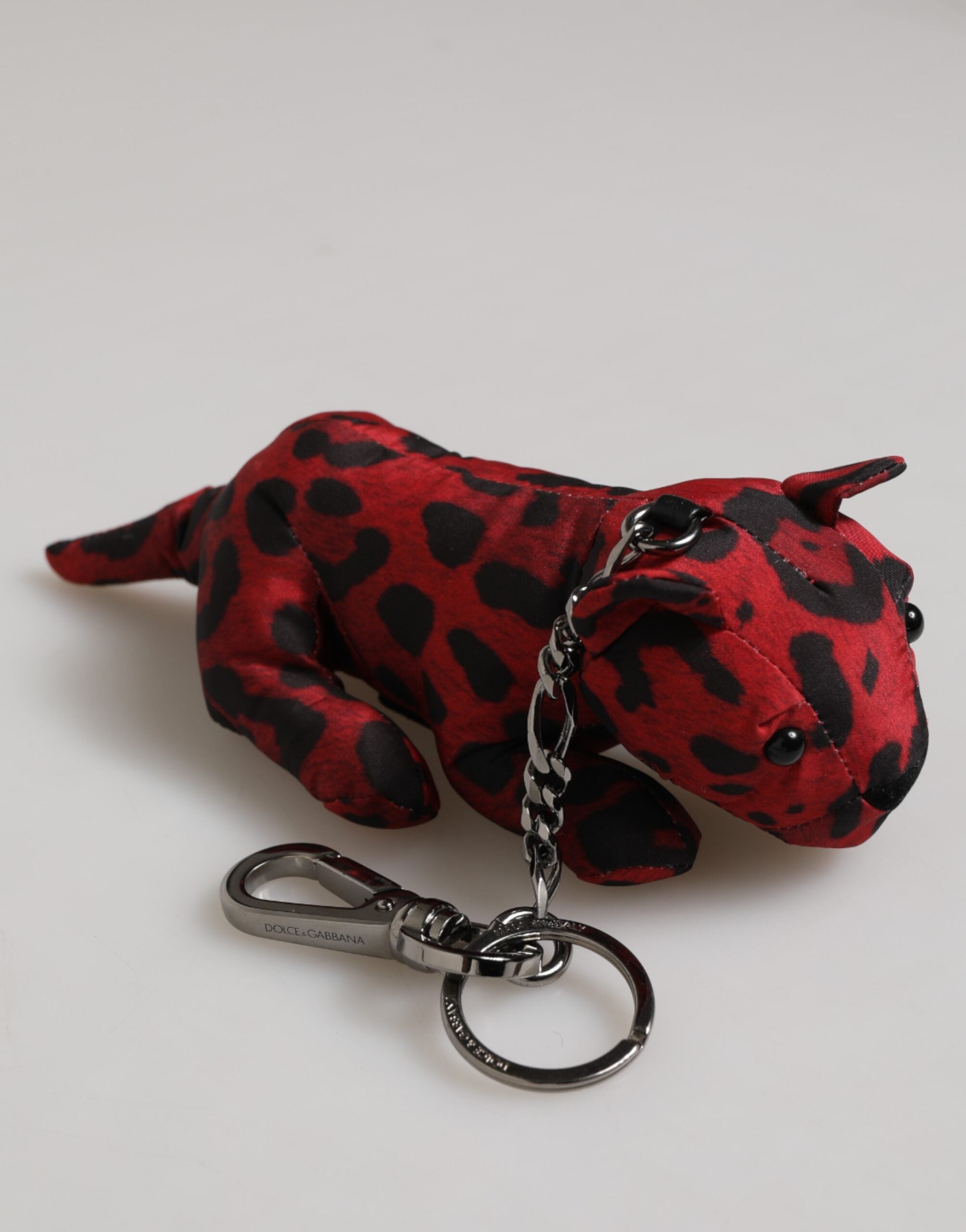Dolce & Gabbana Red Black Polyester Animal Silhouette Bag Keychain Keyring Dolce & Gabbana