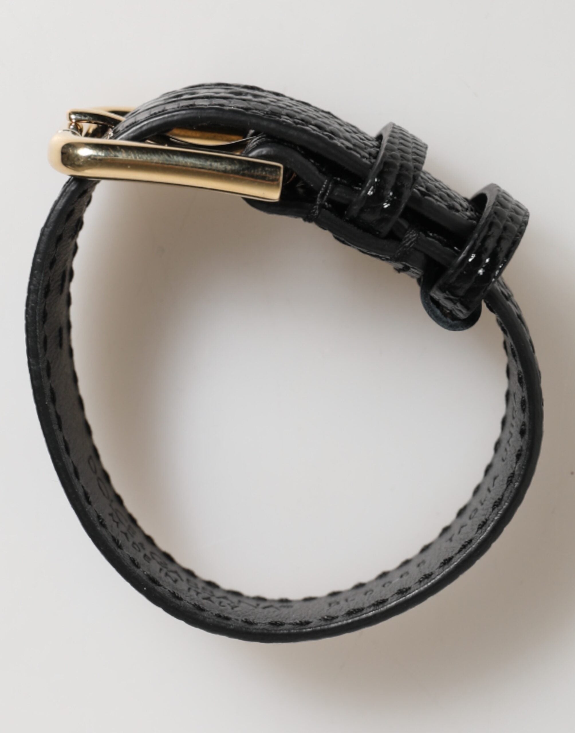 Dolce & Gabbana Black Embossed Leather Gold Buckle Belt Strap Bracelet Dolce & Gabbana